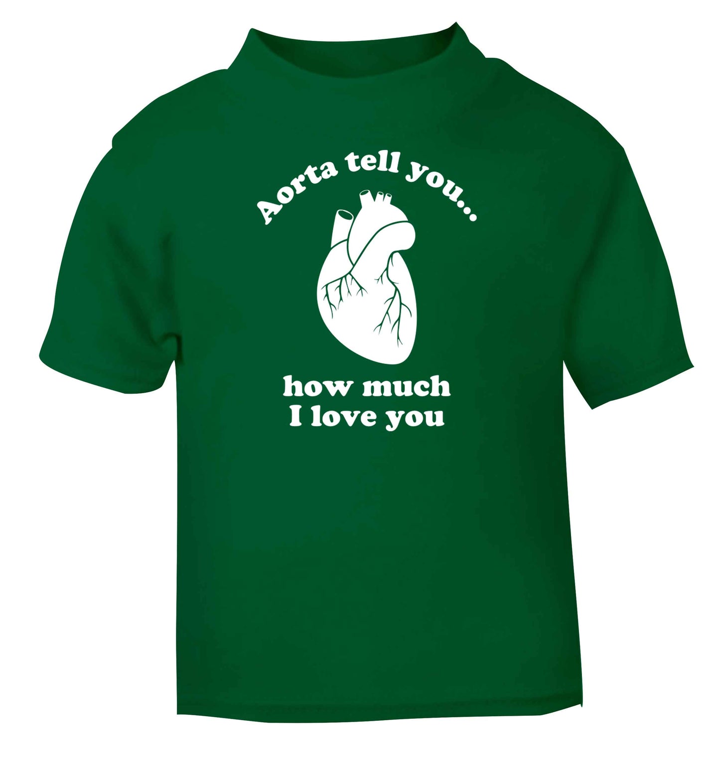 Aorta tell you how much I love you green baby toddler Tshirt 2 Years