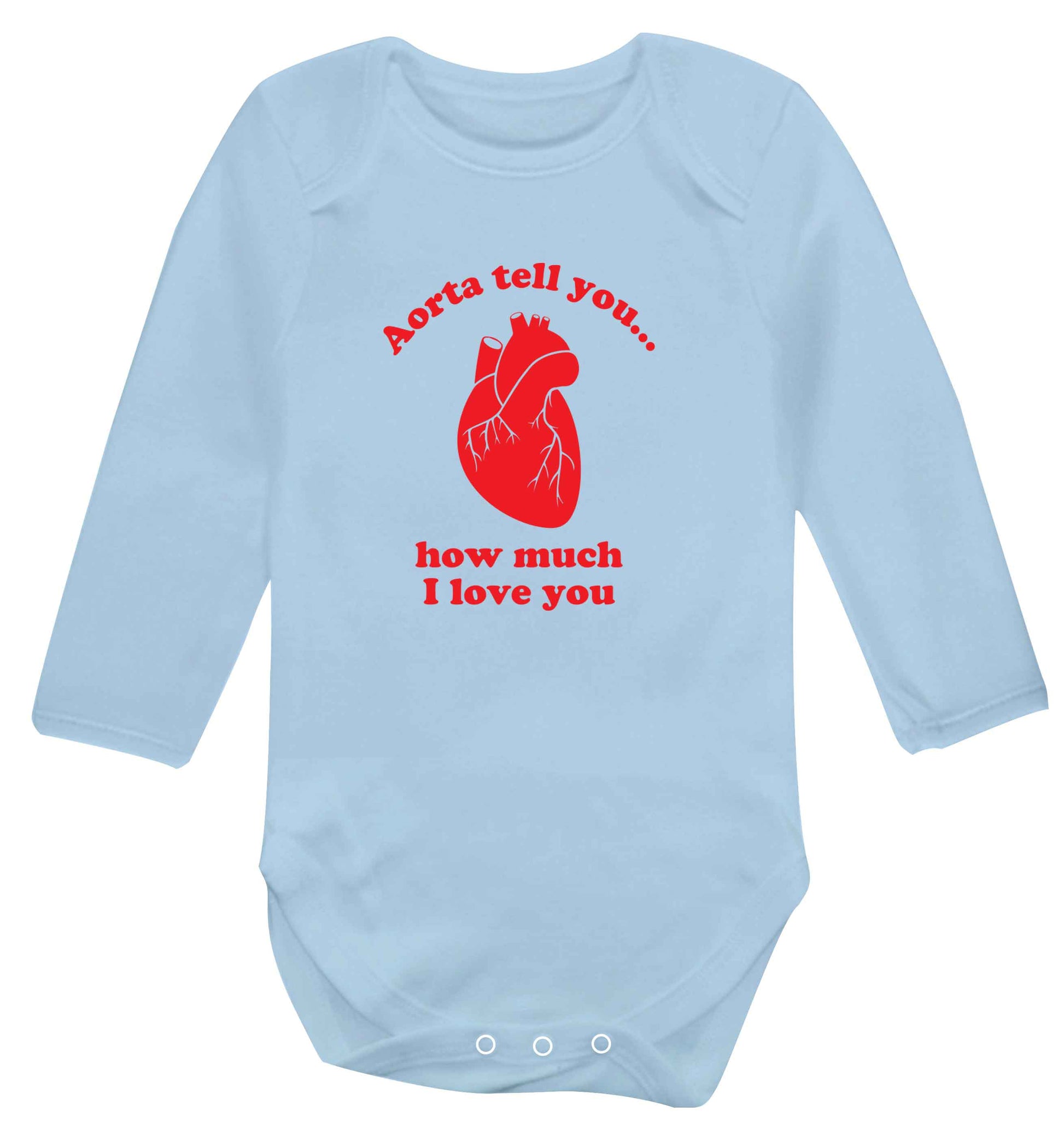 Aorta tell you how much I love you baby vest long sleeved pale blue 6-12 months