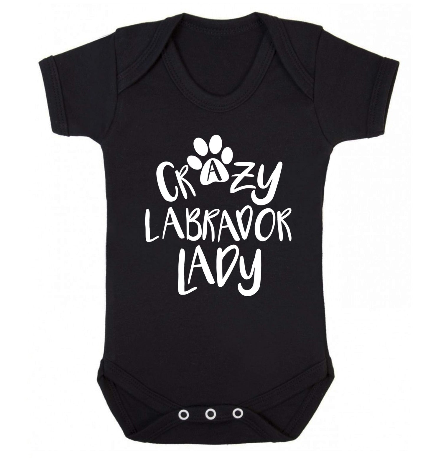 Crazy labrador lady Baby Vest black 18-24 months