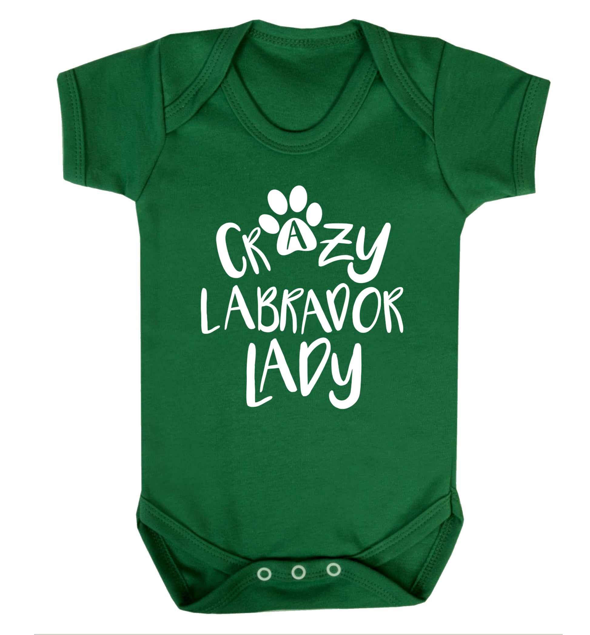 Crazy labrador lady Baby Vest green 18-24 months