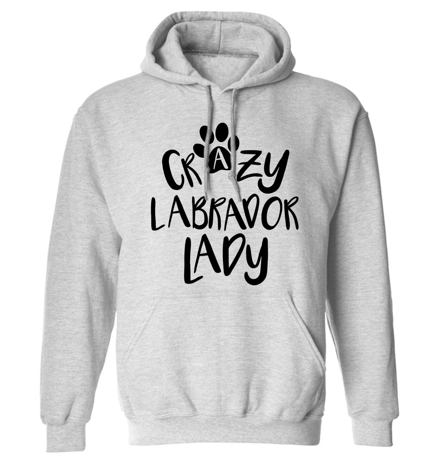 Crazy labrador lady adults unisex grey hoodie 2XL