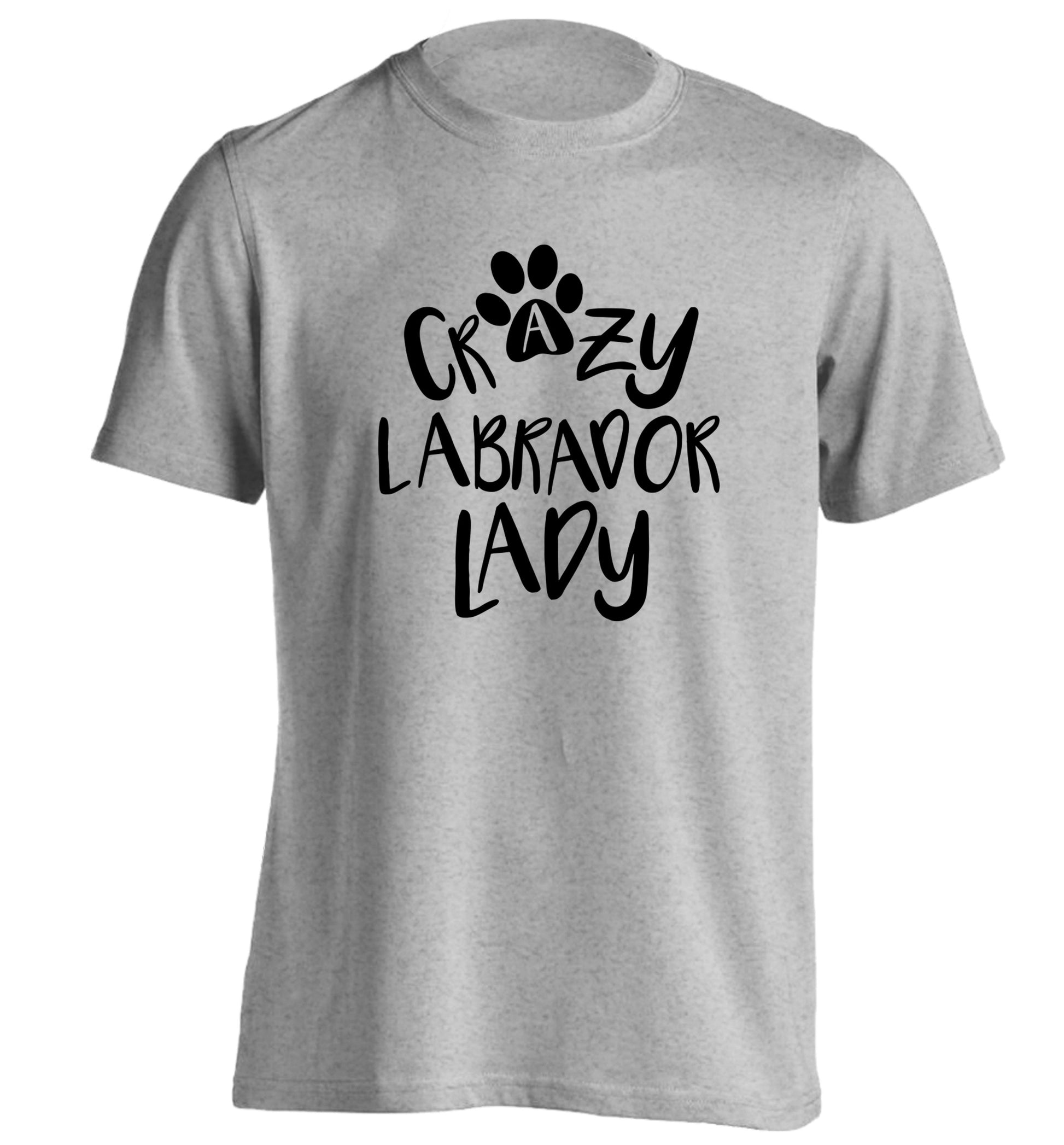 Crazy labrador lady adults unisex grey Tshirt 2XL