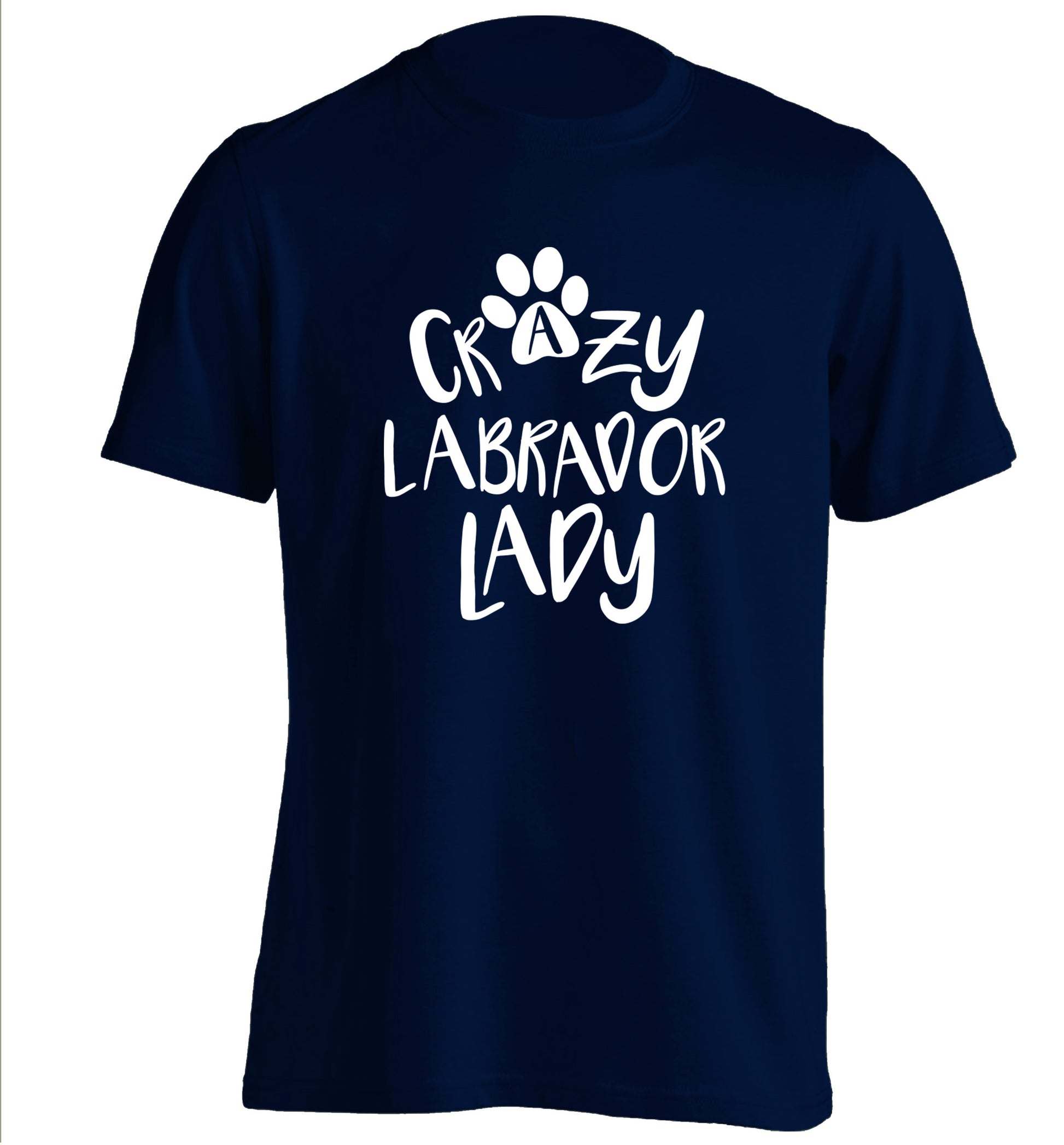 Crazy labrador lady adults unisex navy Tshirt 2XL