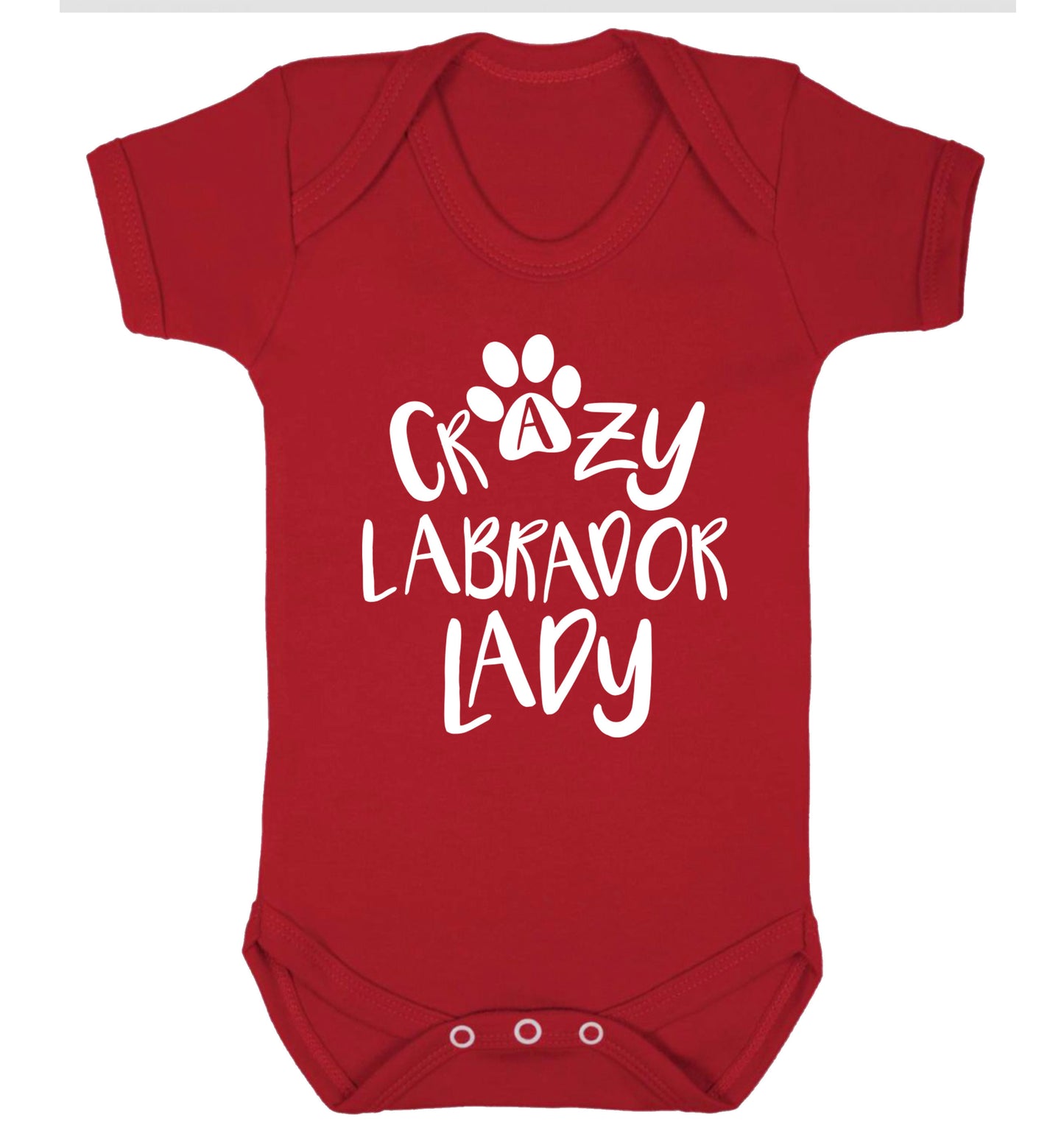 Crazy labrador lady Baby Vest red 18-24 months