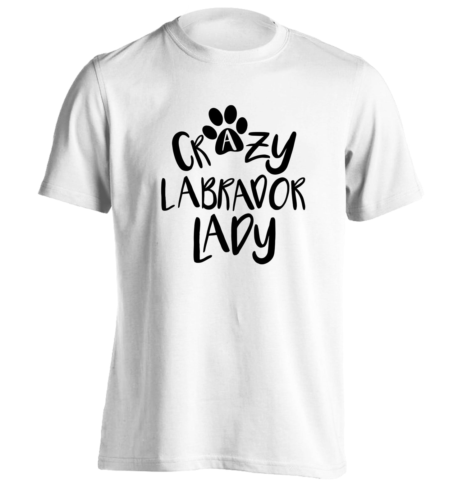 Crazy labrador lady adults unisex white Tshirt 2XL