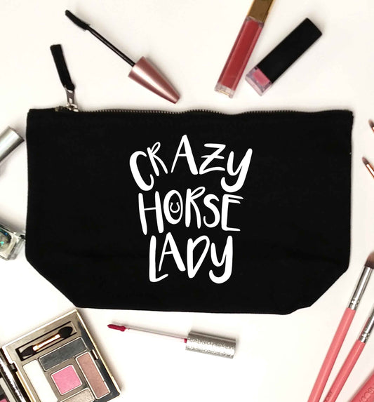 Crazy horse lady black makeup bag