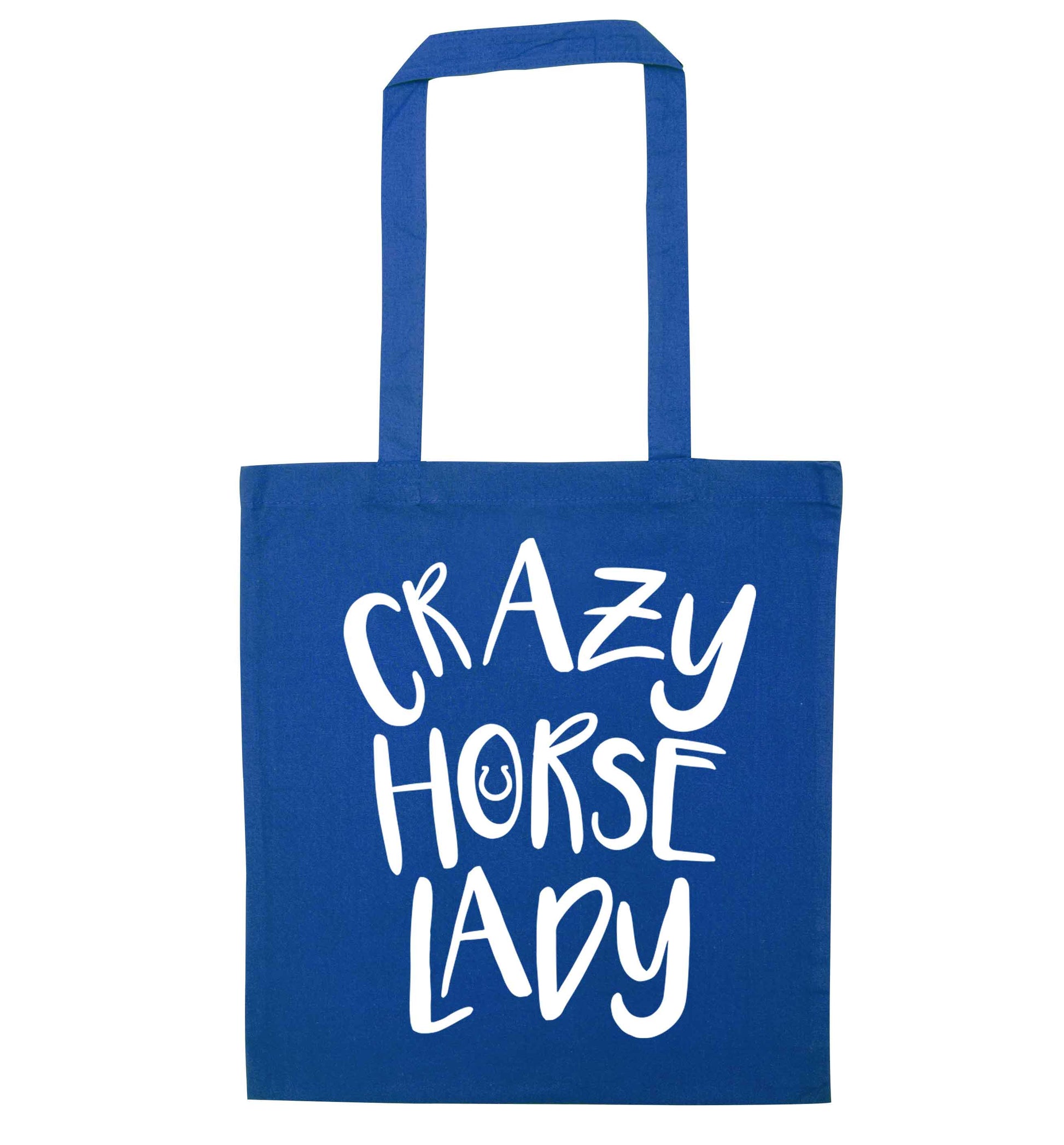 Crazy horse lady blue tote bag