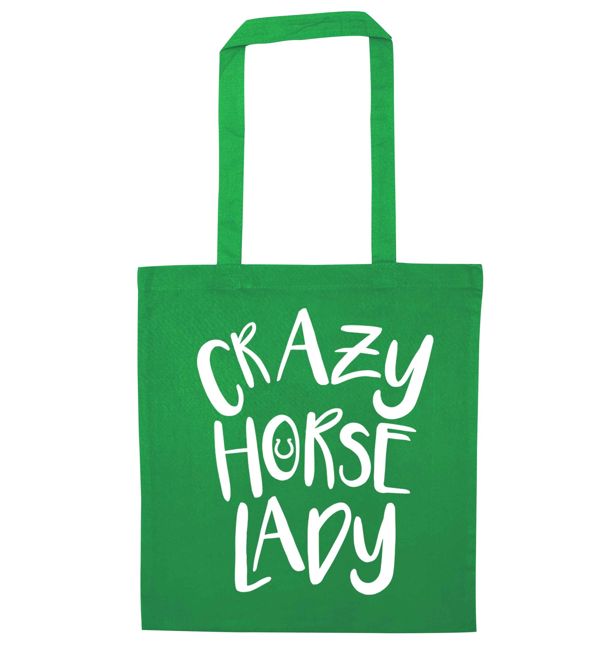 Crazy horse lady green tote bag