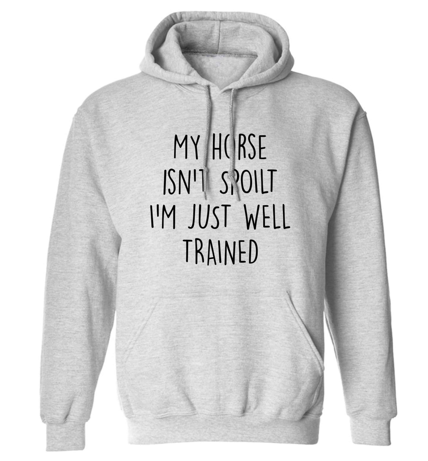 My horse isn't spoilt I'm just well trained adults unisex grey hoodie 2XL
