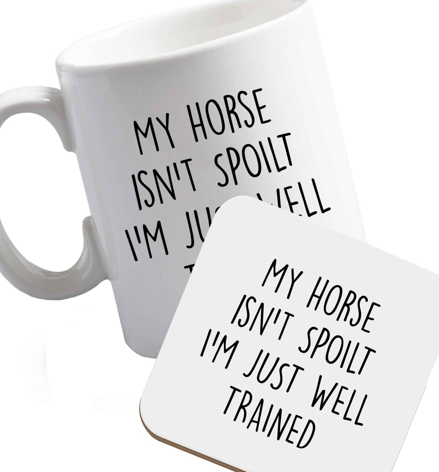 10 oz Favourite Type Pan Pancake ceramic mug and coaster set right handed