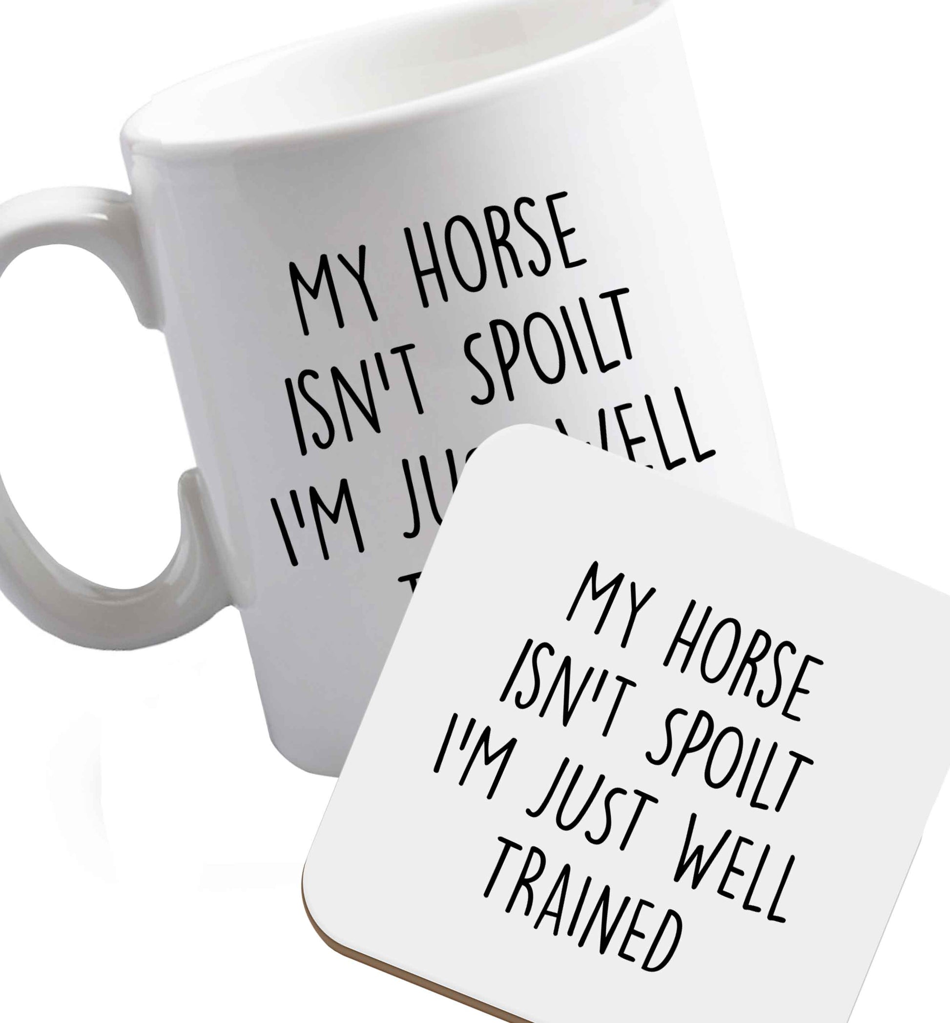 10 oz Favourite Type Pan Pancake ceramic mug and coaster set right handed