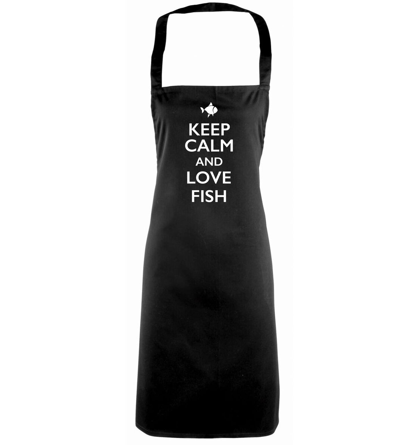 Keep calm and love fish black apron