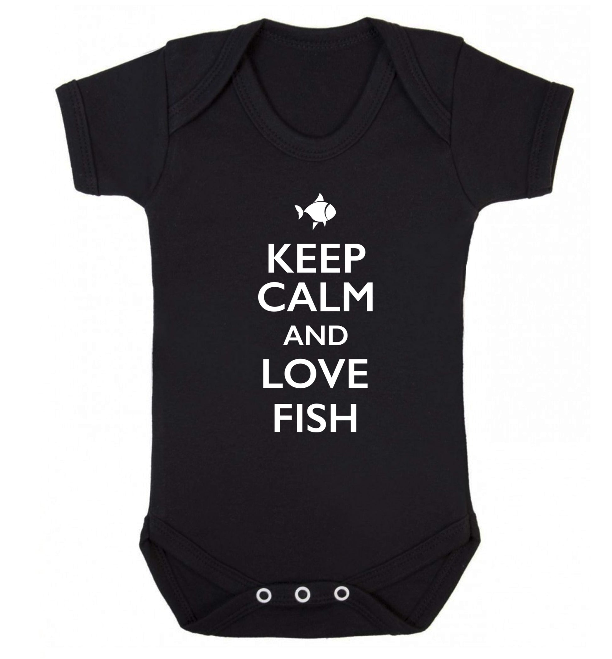 Keep calm and love fish Baby Vest black 18-24 months