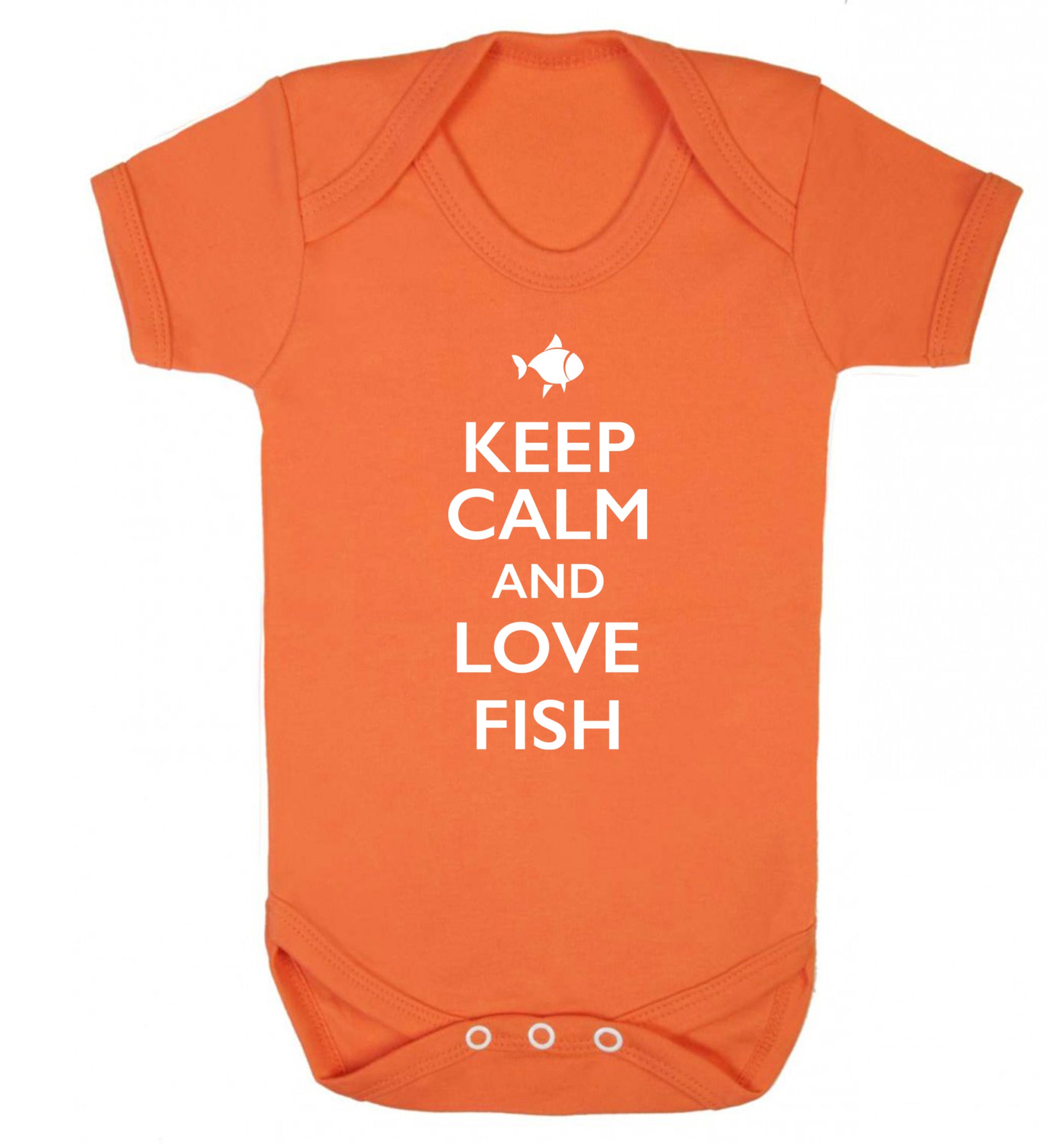 Keep calm and love fish Baby Vest orange 18-24 months