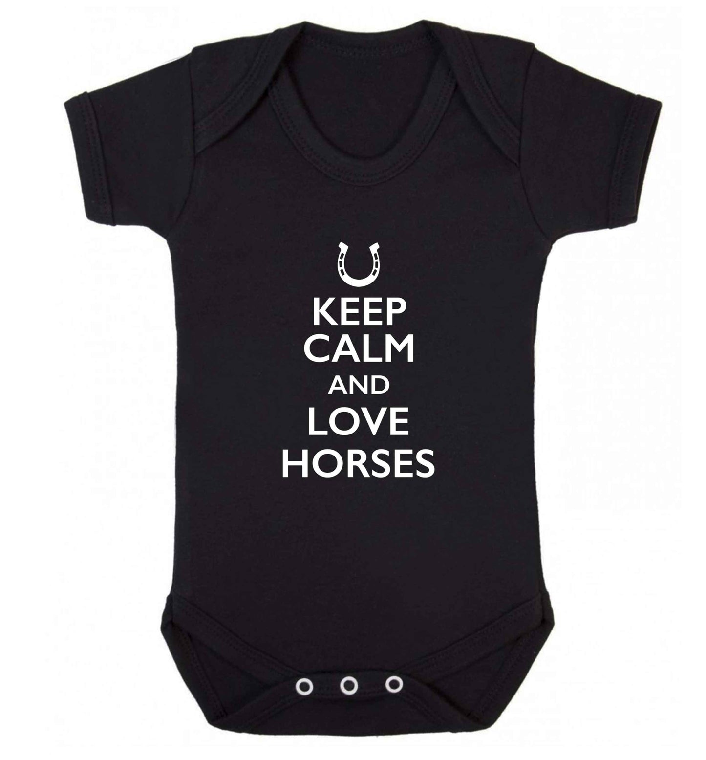 Keep calm and love horses baby vest black 18-24 months