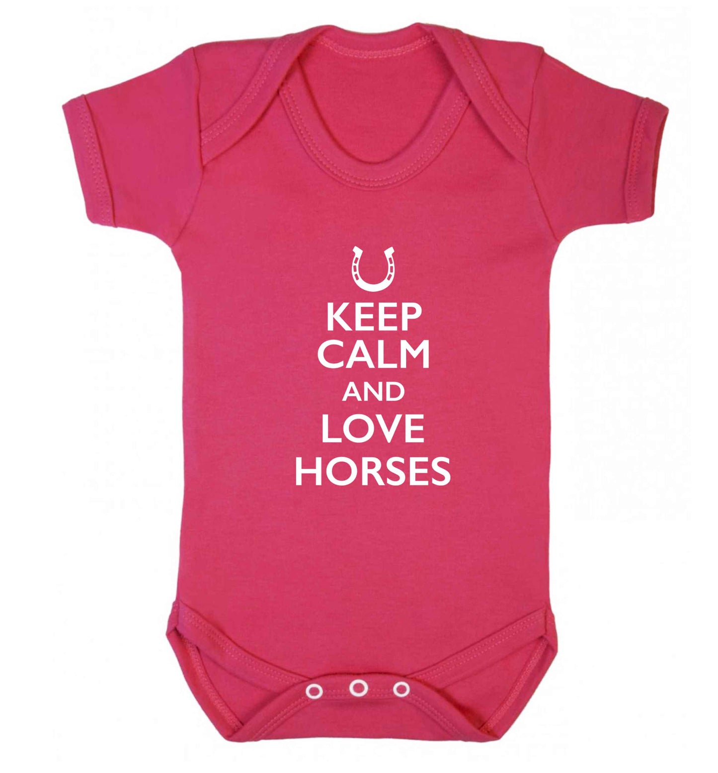 Keep calm and love horses baby vest dark pink 18-24 months