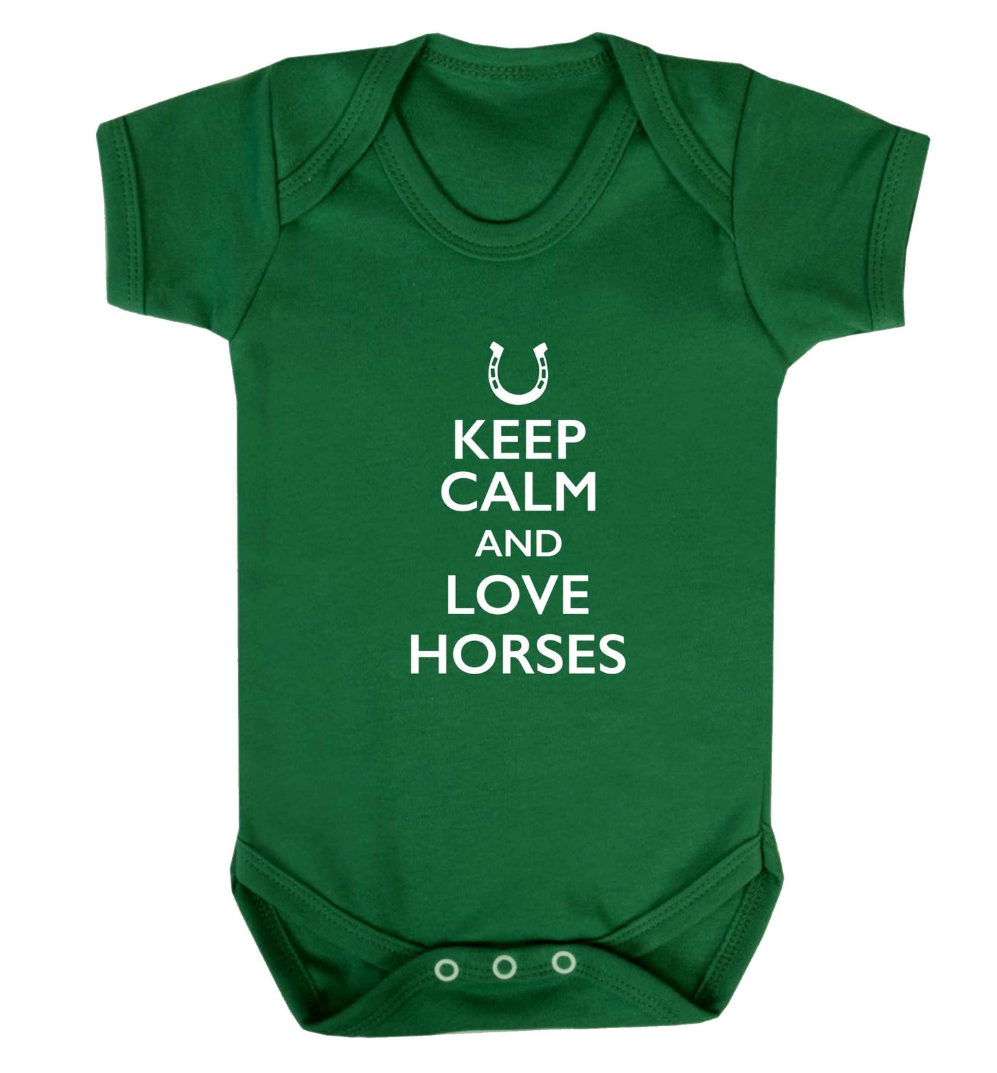 Keep calm and love horses baby vest green 18-24 months