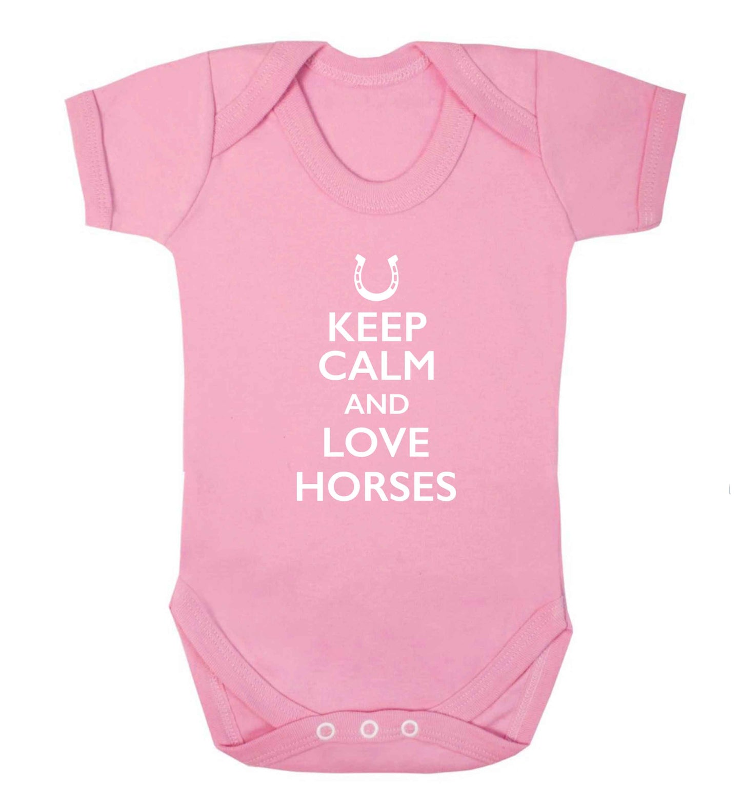 Keep calm and love horses baby vest pale pink 18-24 months