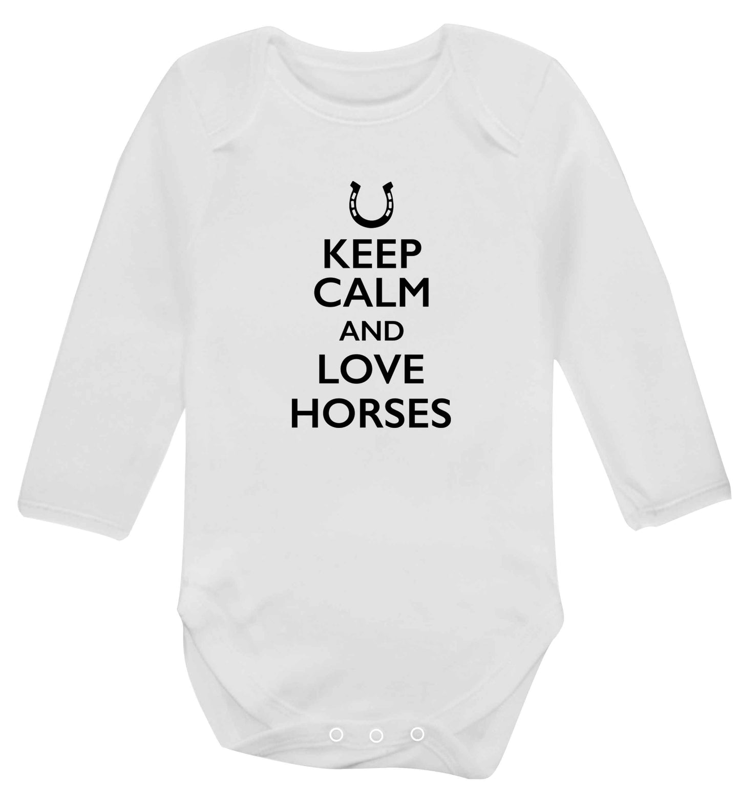 Keep calm and love horses baby vest long sleeved white 6-12 months