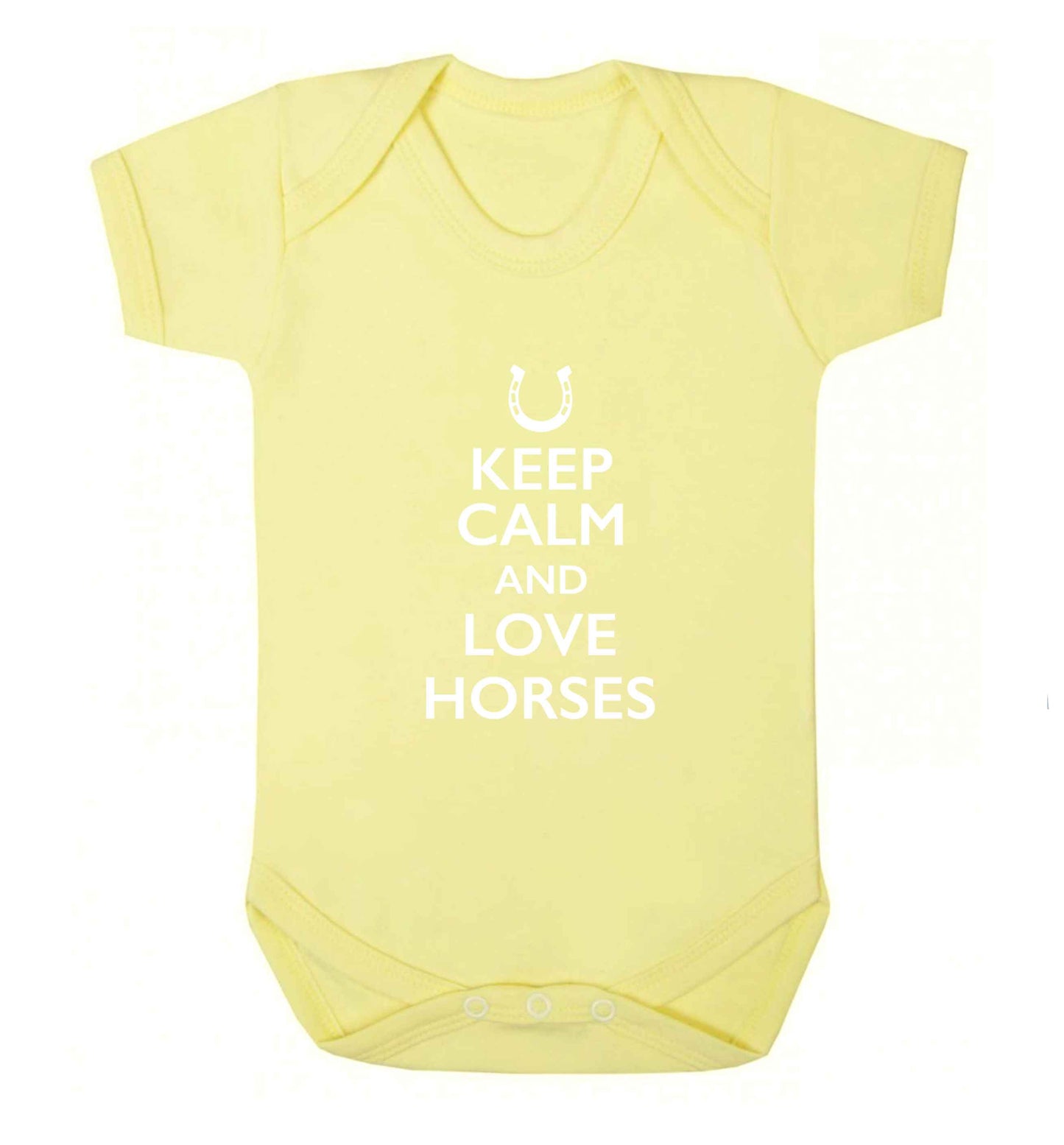 Keep calm and love horses baby vest pale yellow 18-24 months