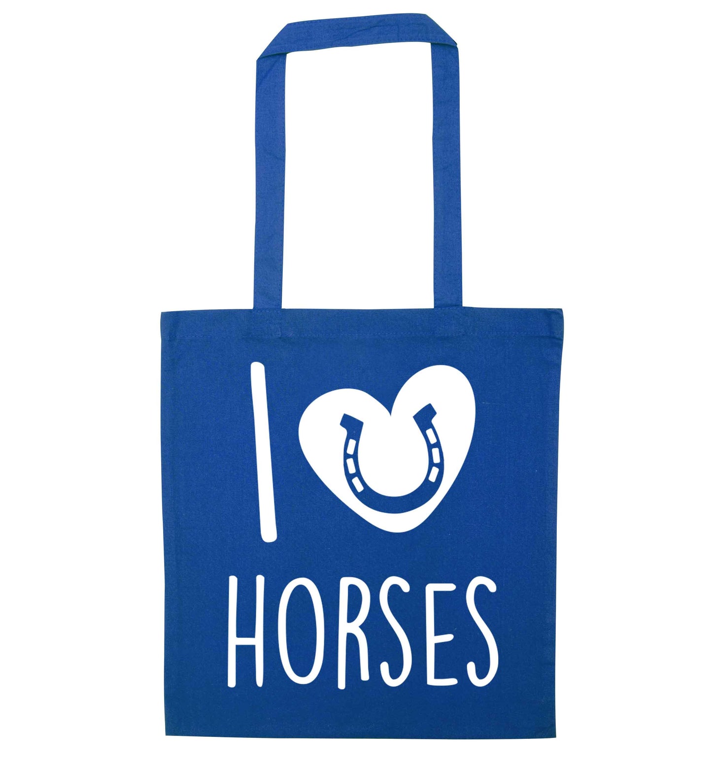 I love horses blue tote bag
