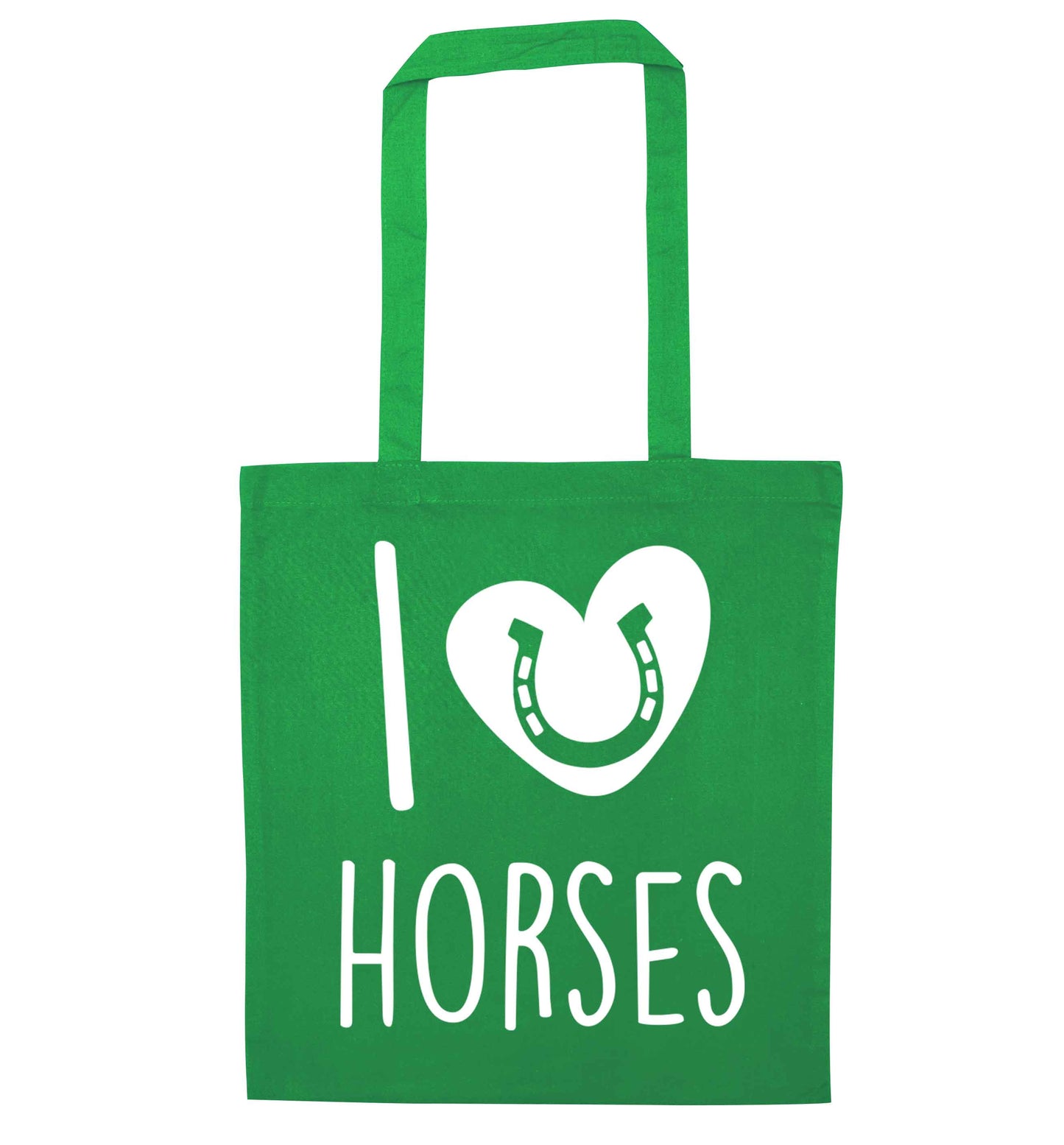 I love horses green tote bag
