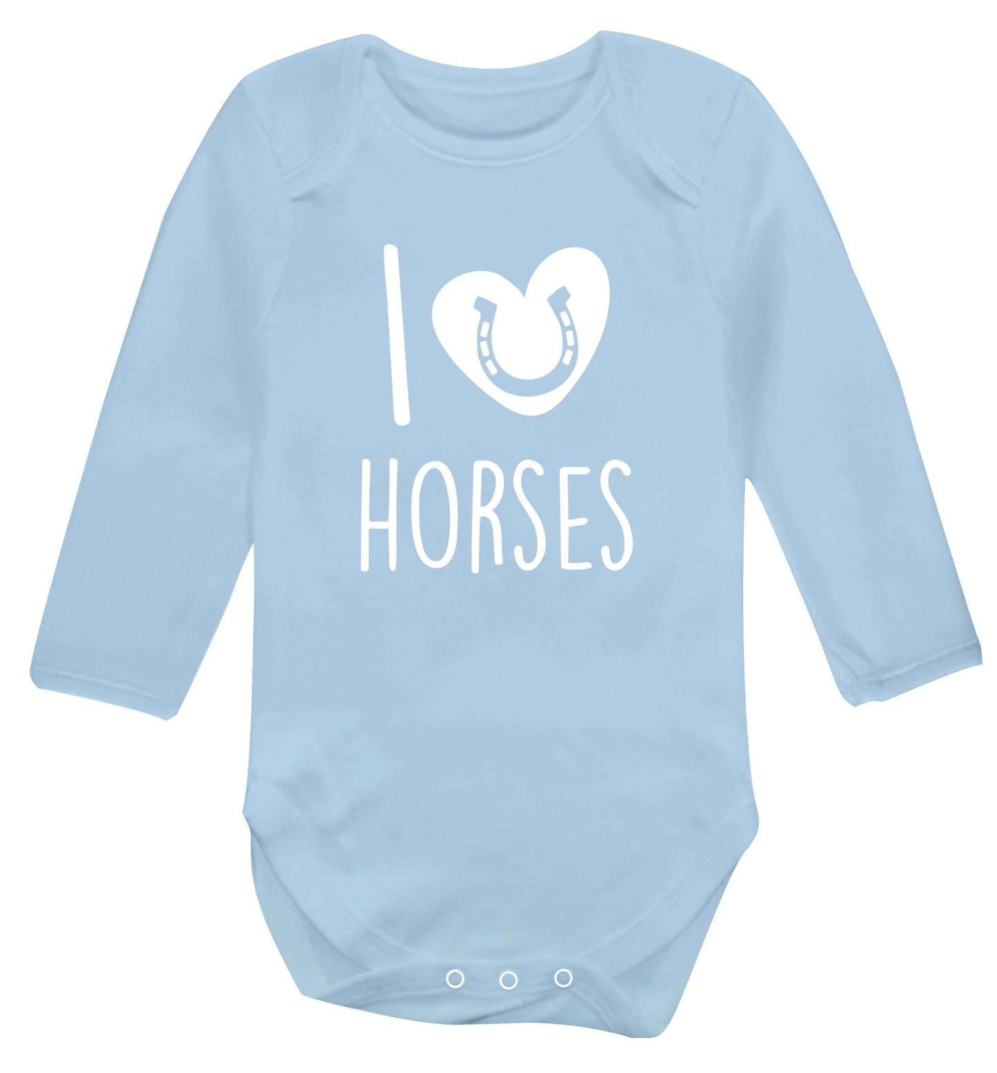 I love horses baby vest long sleeved pale blue 6-12 months