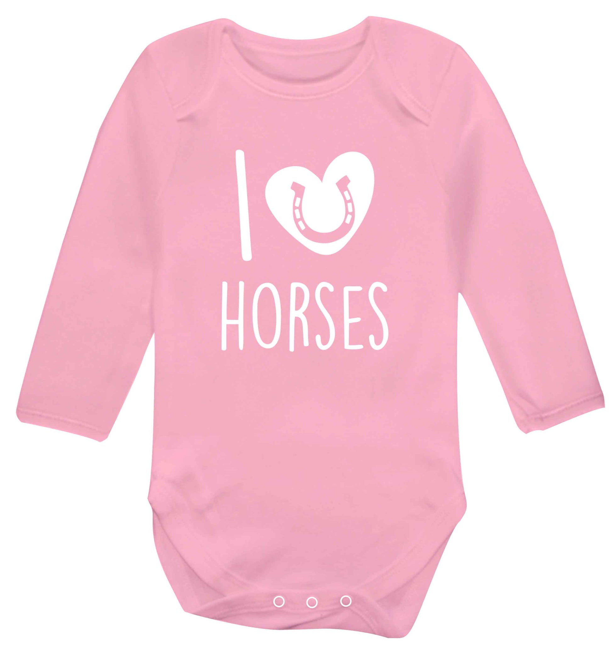 I love horses baby vest long sleeved pale pink 6-12 months