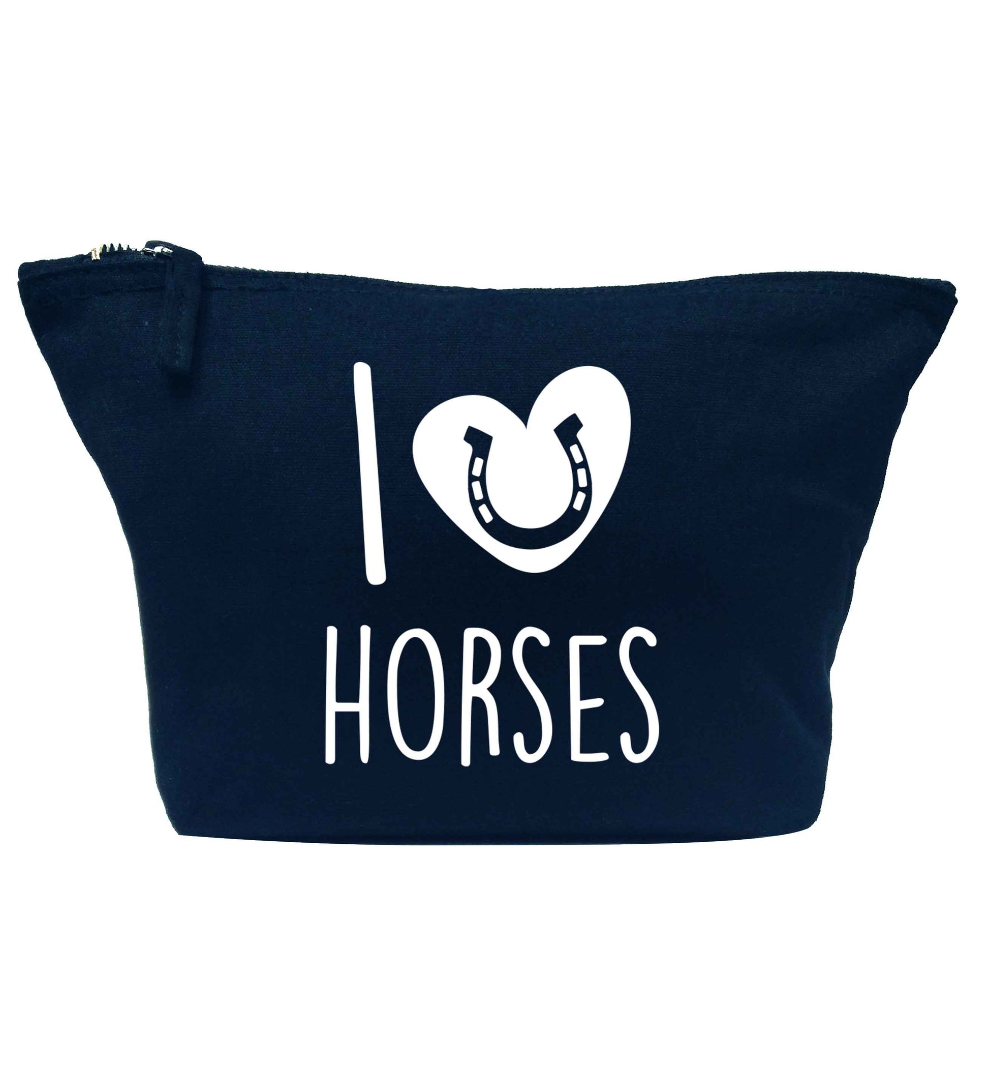 I love horses navy makeup bag