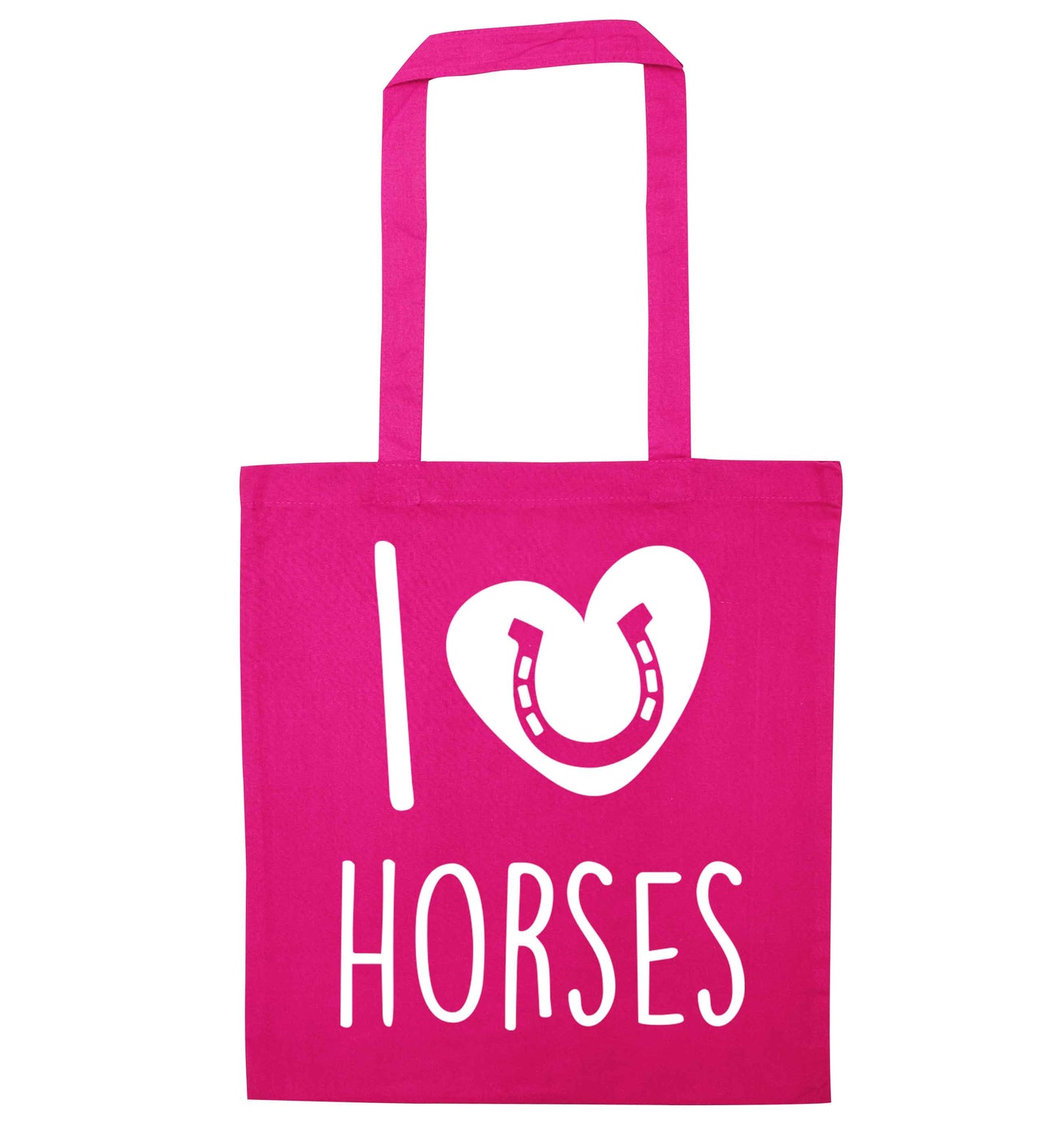 I love horses pink tote bag