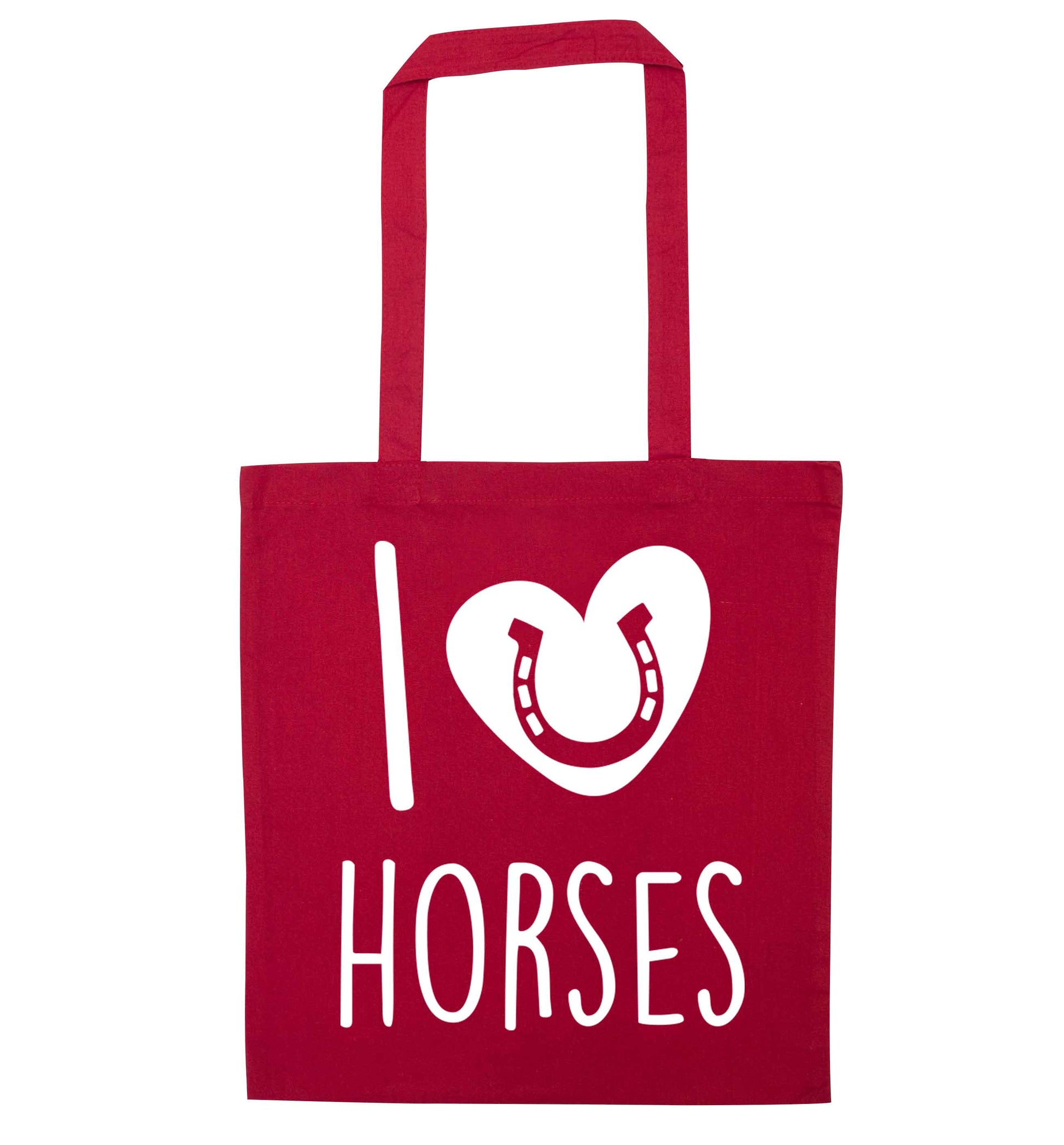 I love horses red tote bag