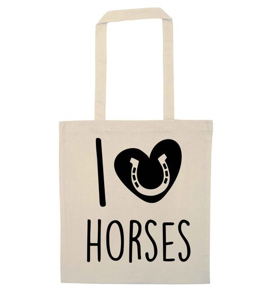 I love horses natural tote bag