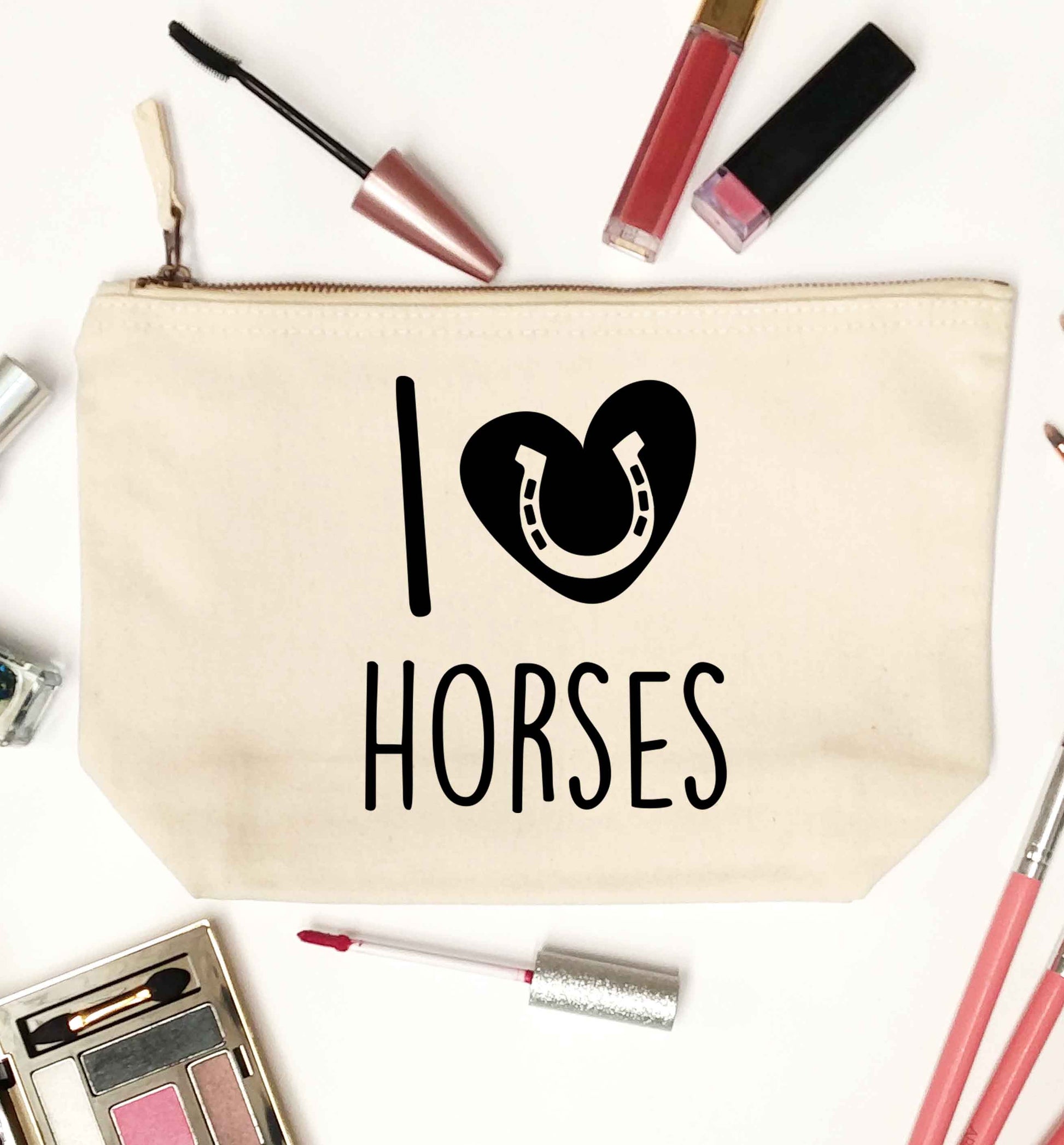I love horses natural makeup bag