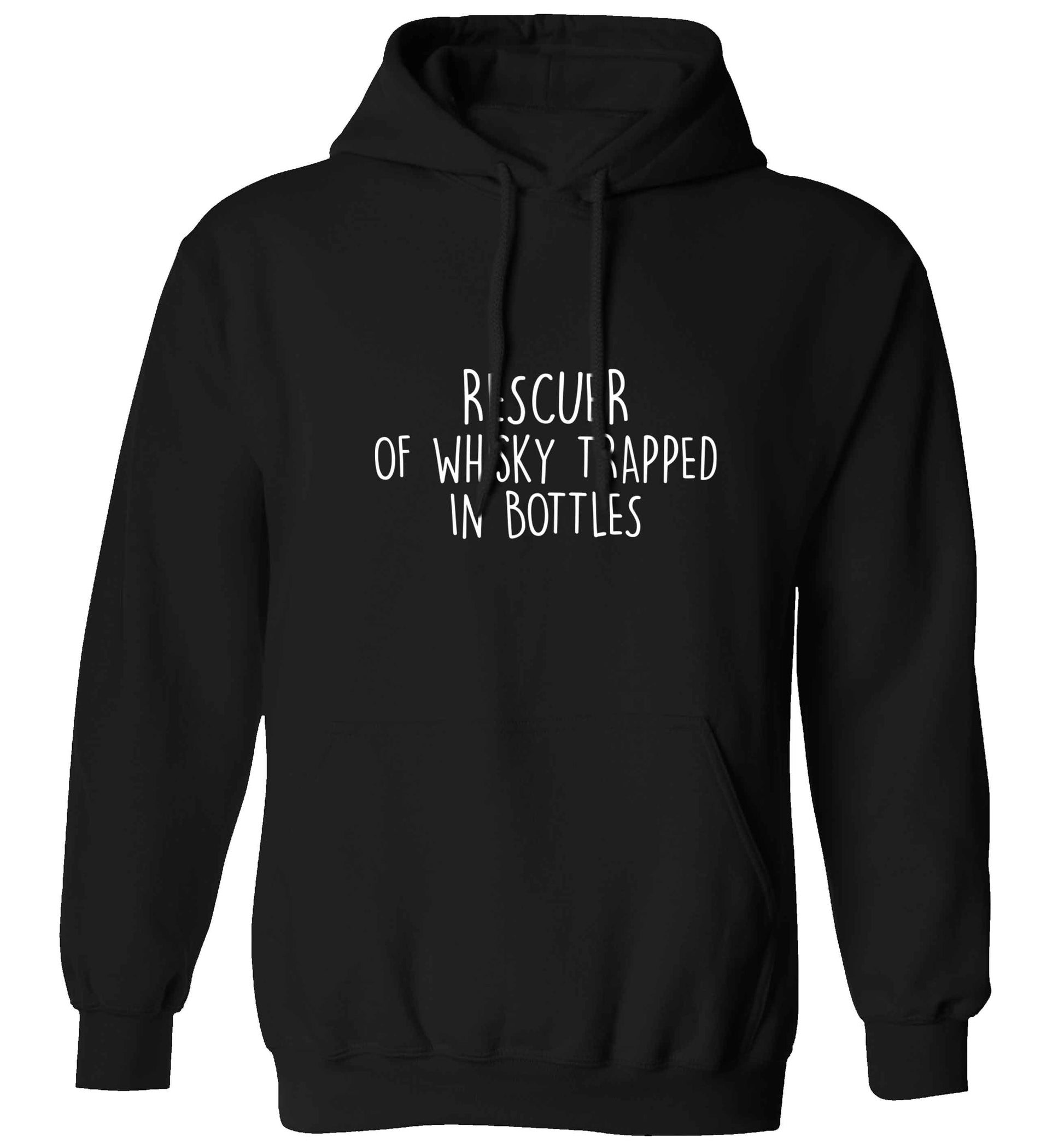 Rescuer of whisky trapped in bottles adults unisex black hoodie 2XL