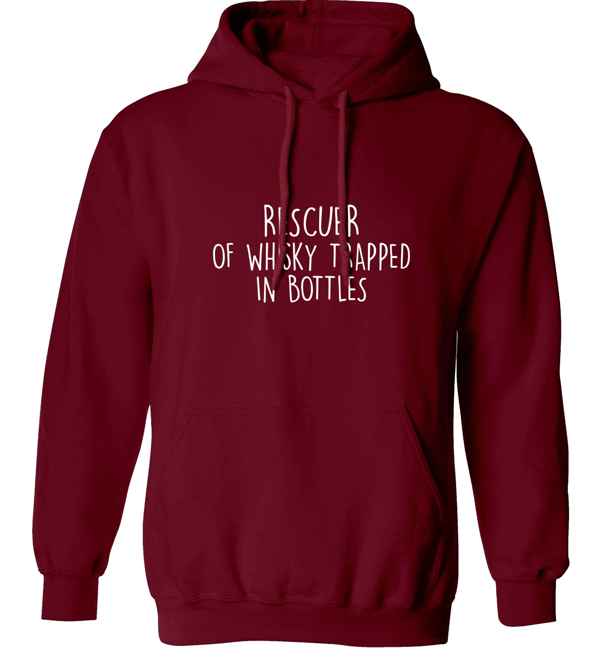 Rescuer of whisky trapped in bottles adults unisex maroon hoodie 2XL
