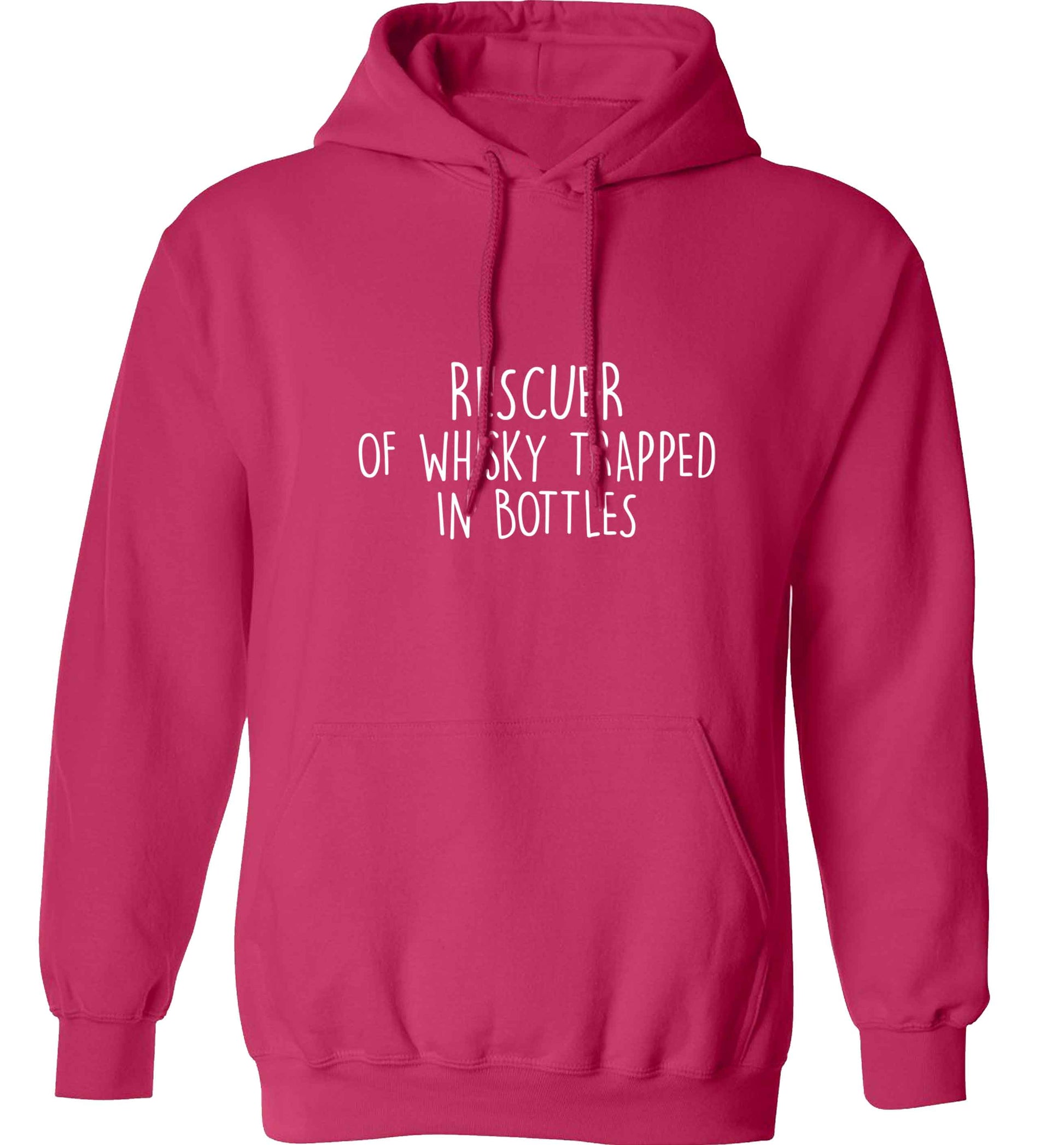 Rescuer of whisky trapped in bottles adults unisex pink hoodie 2XL