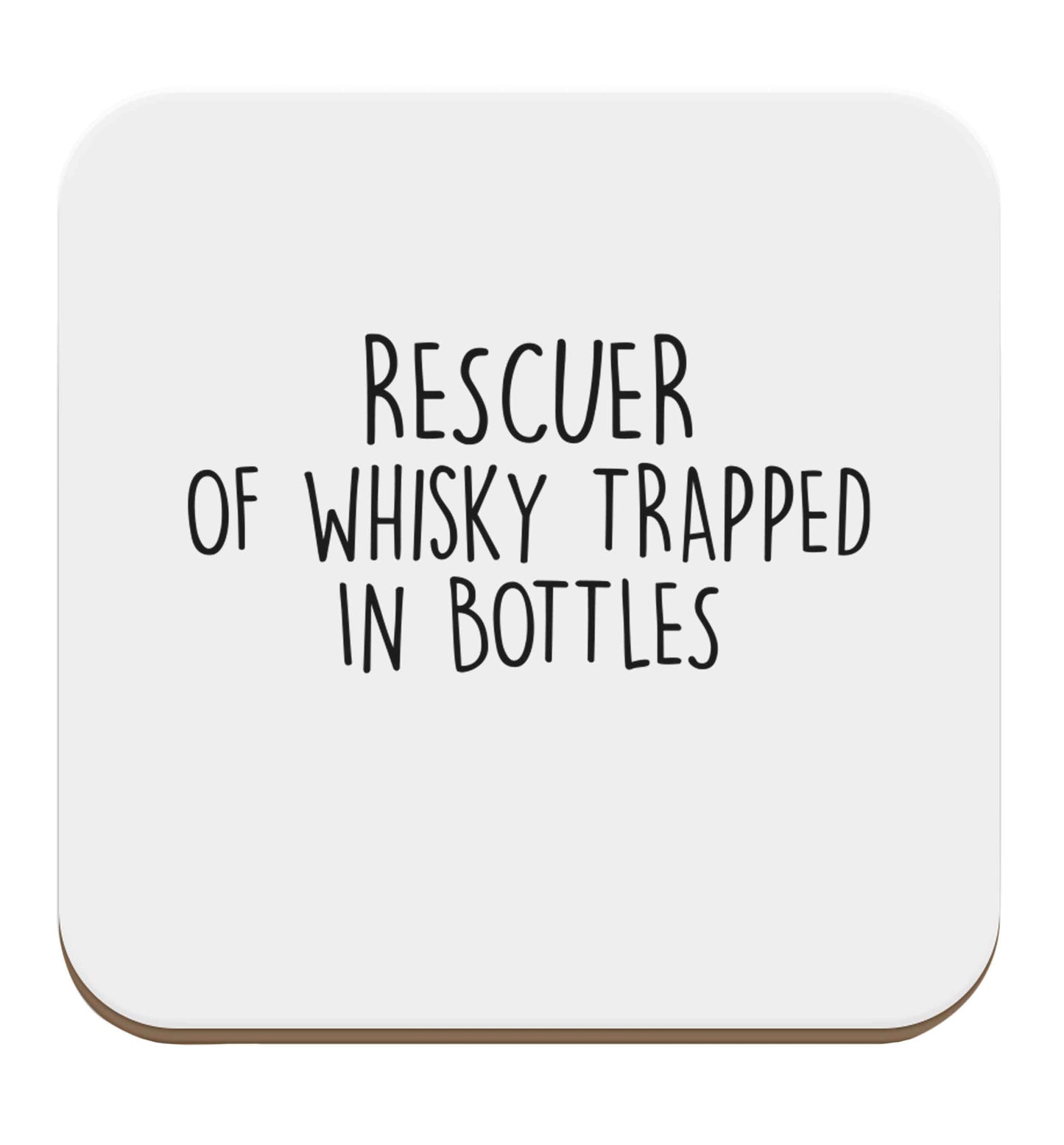 Rescuer of whisky trapped in bottles set of four coasters