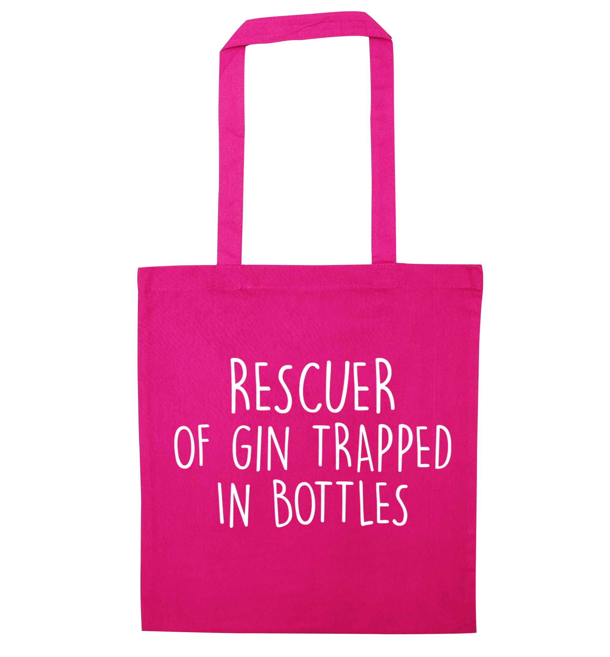 Rescuer of gin trapped in bottles pink tote bag