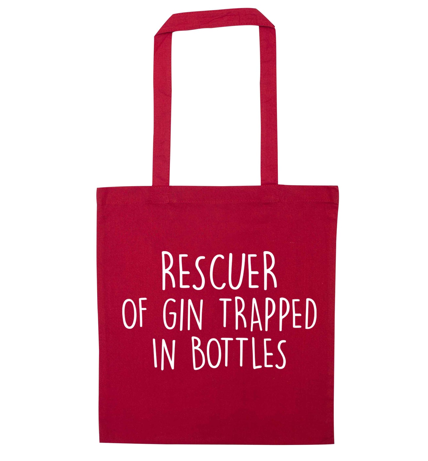 Rescuer of gin trapped in bottles red tote bag