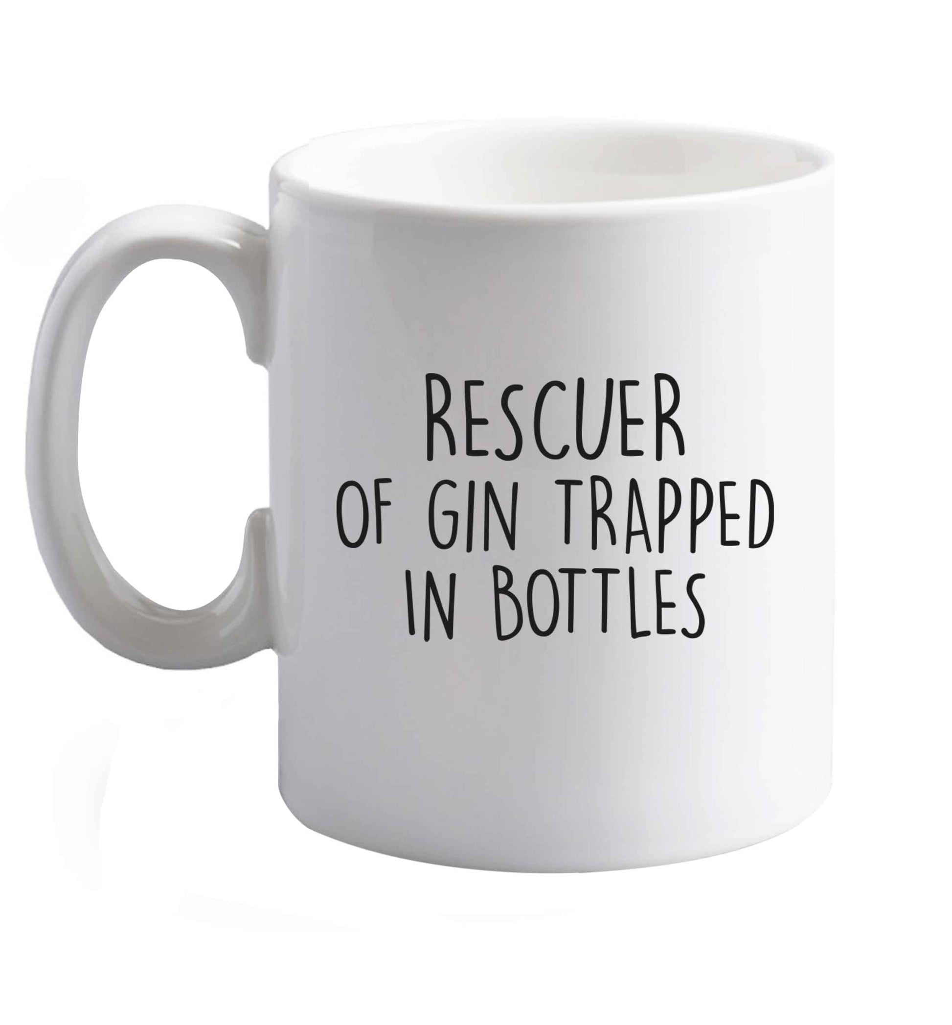 10 oz Rescuer of Gin Trapped in Bottles ceramic mug right handed