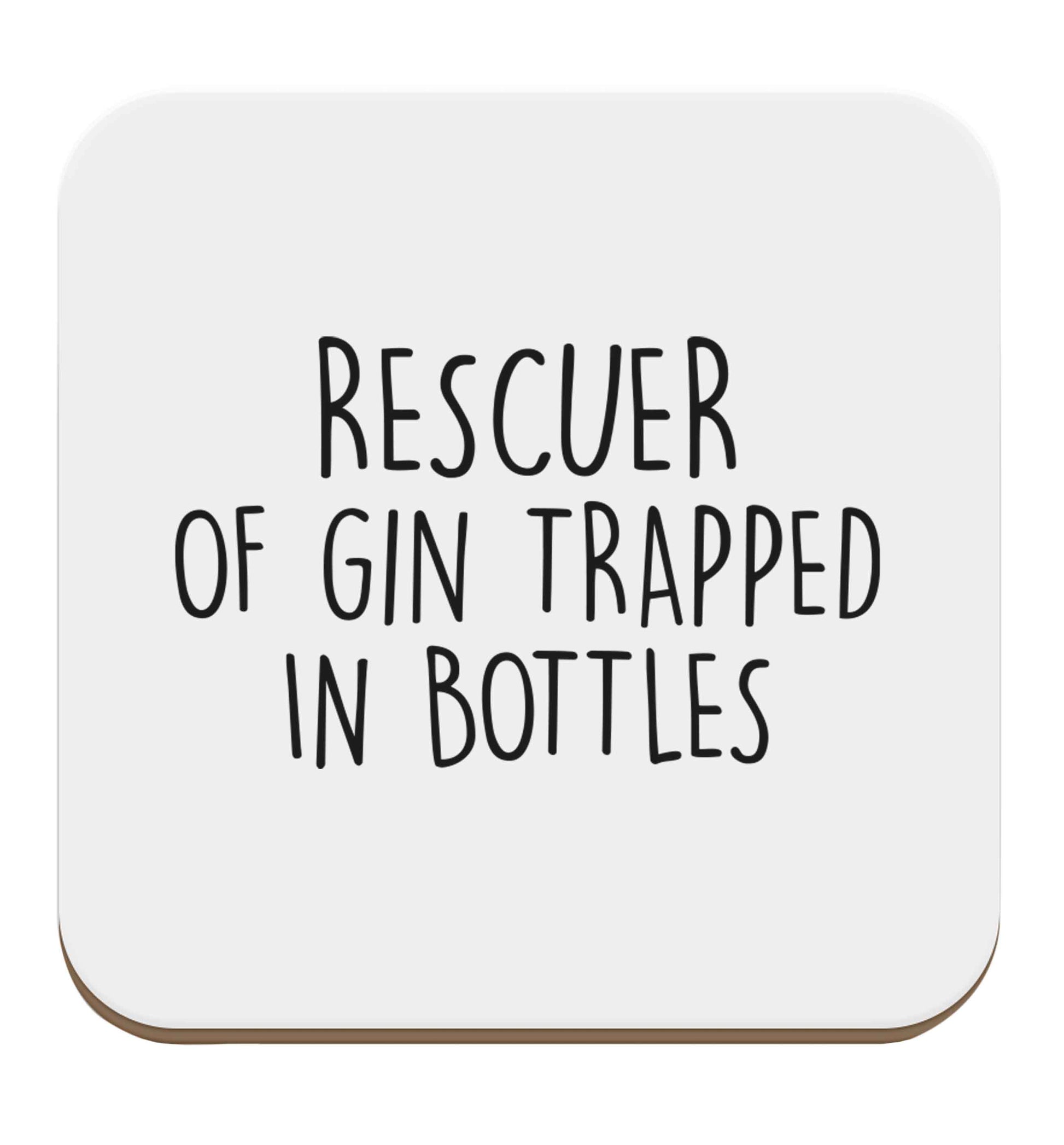 Rescuer of gin trapped in bottles set of four coasters