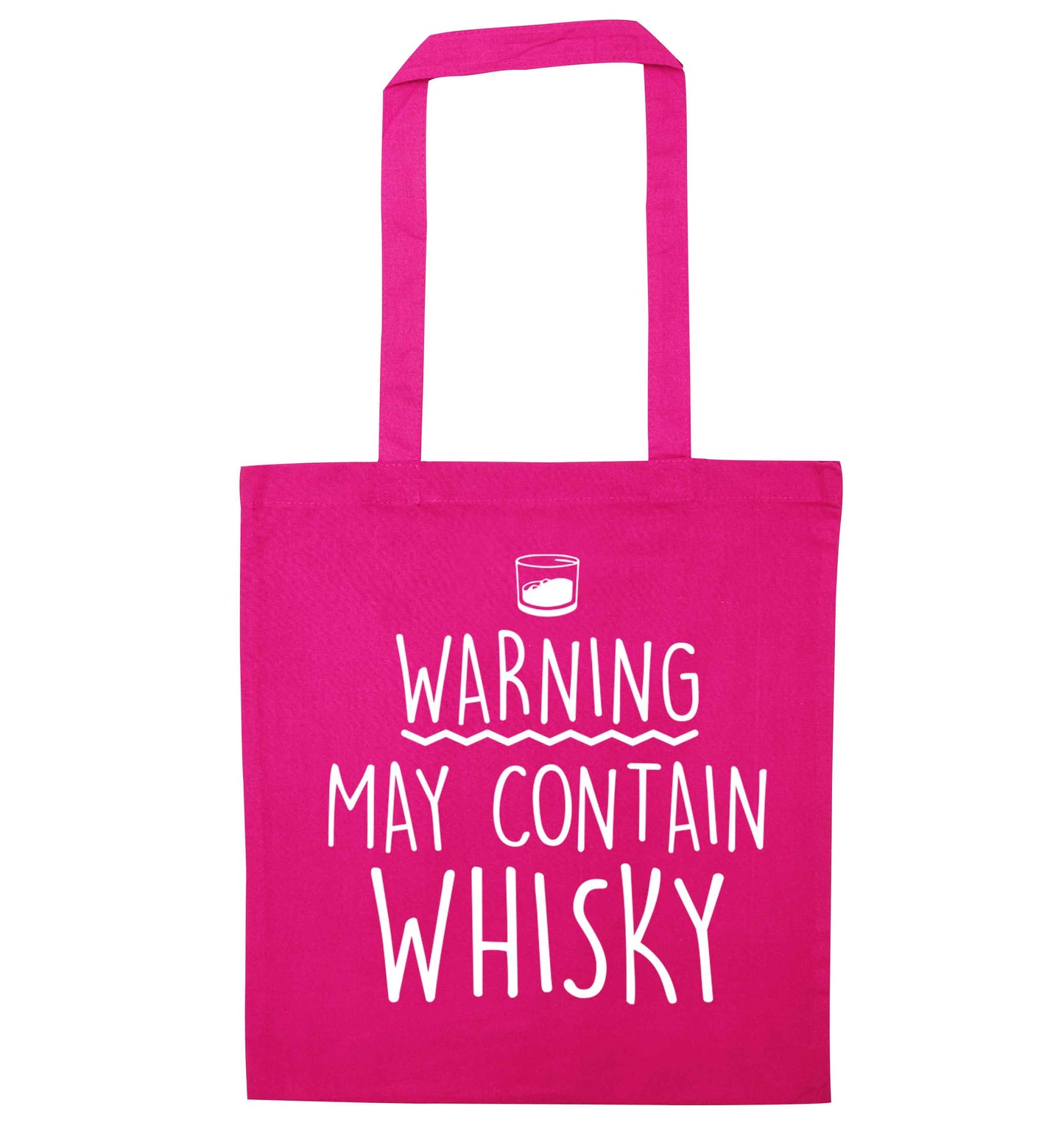 Warning may contain whisky pink tote bag