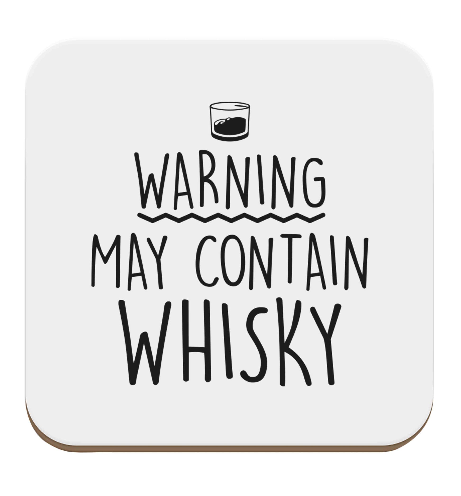 Warning may contain whisky set of four coasters