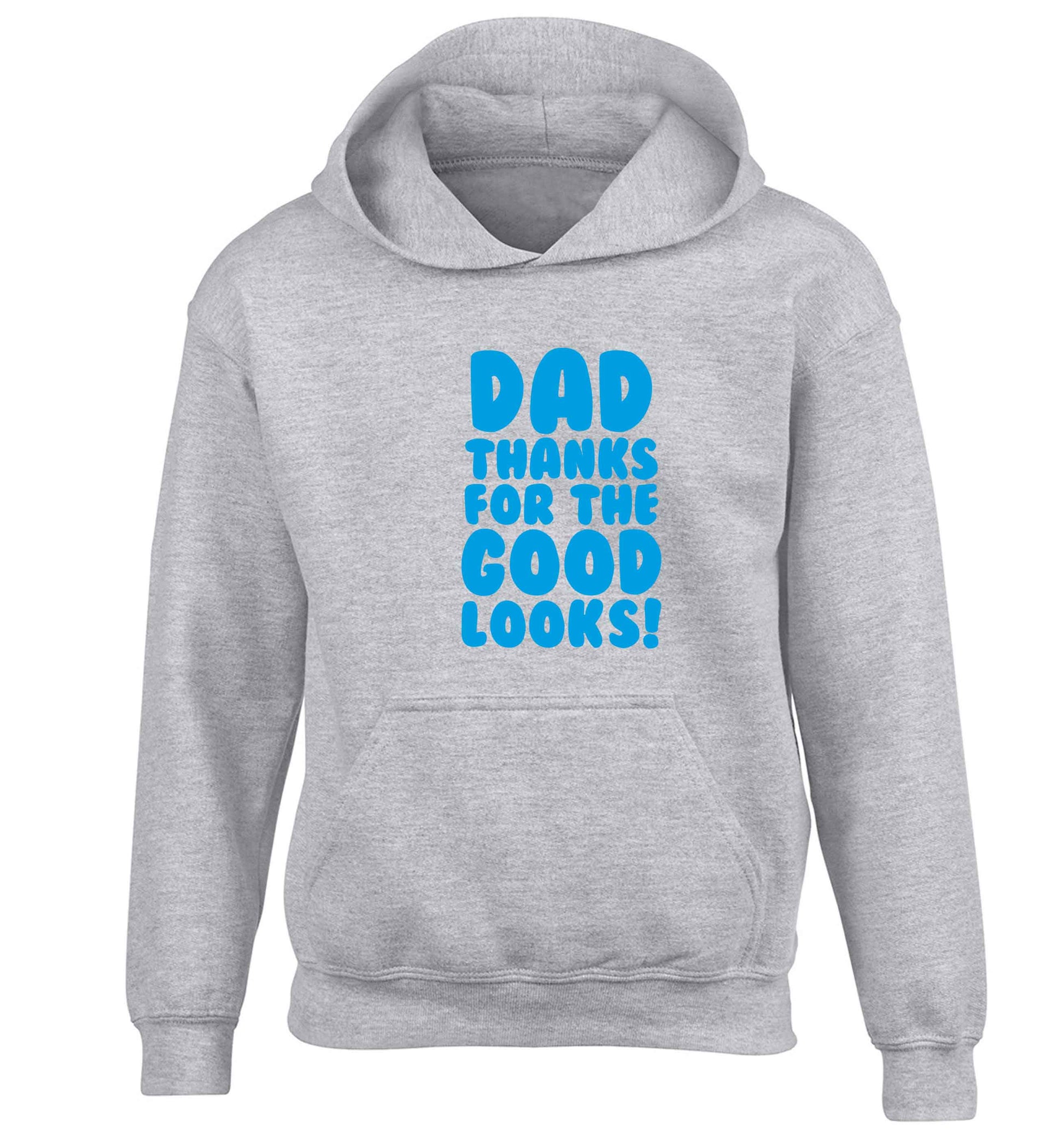 Dad thanks for the good looks children's grey hoodie 12-13 Years