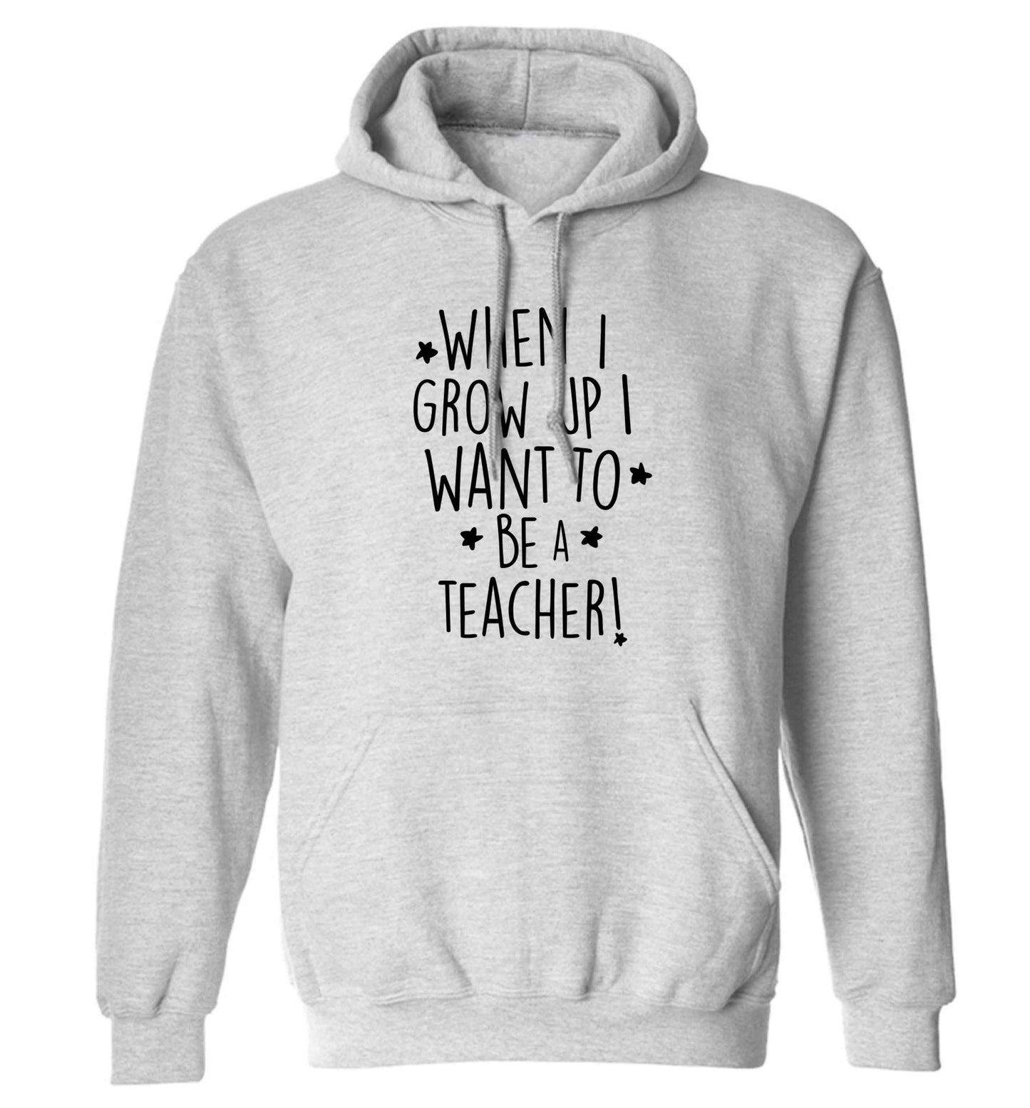 When I grow up I want to be a teacher adults unisex grey hoodie 2XL