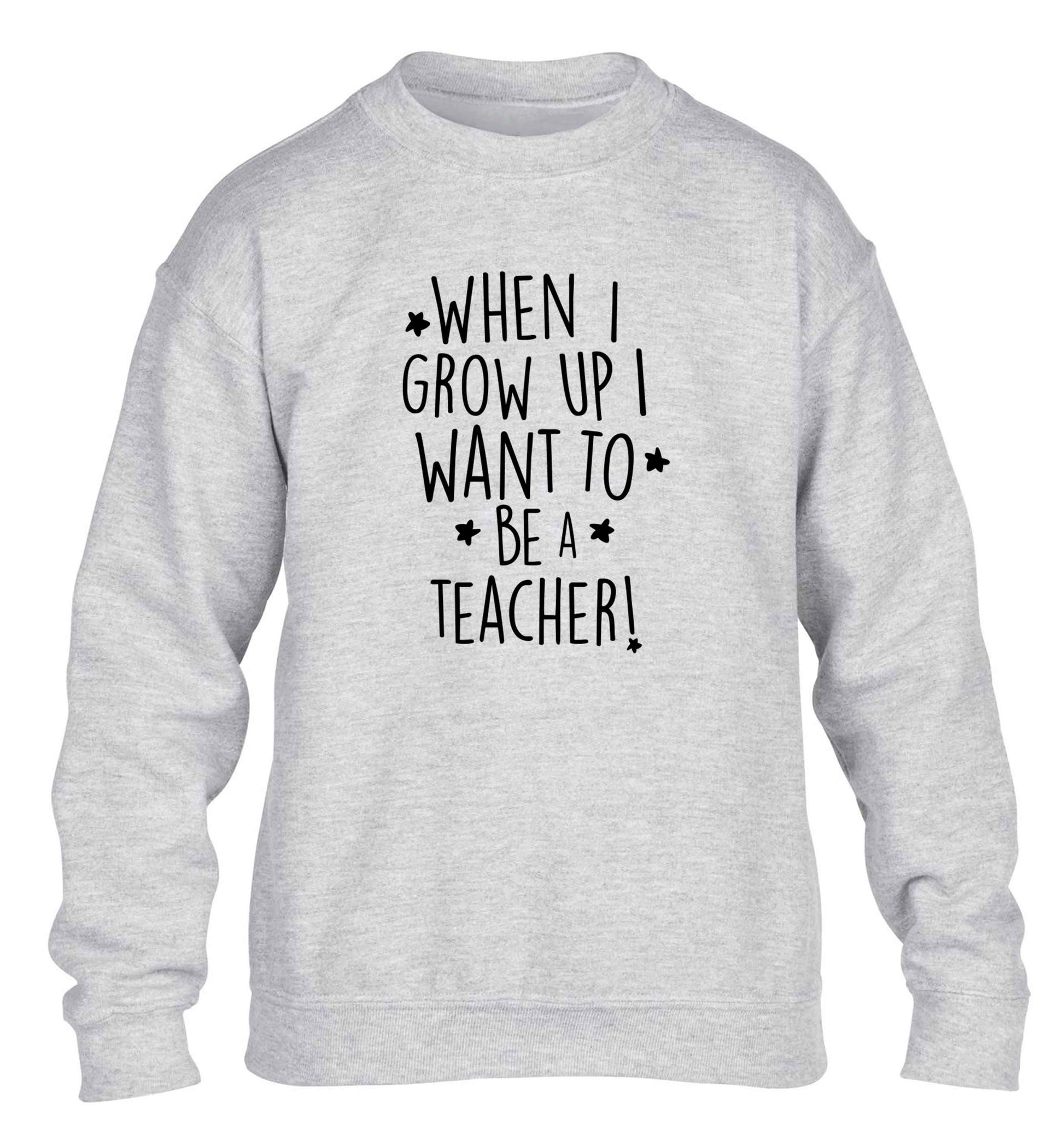 When I grow up I want to be a teacher children's grey sweater 12-13 Years