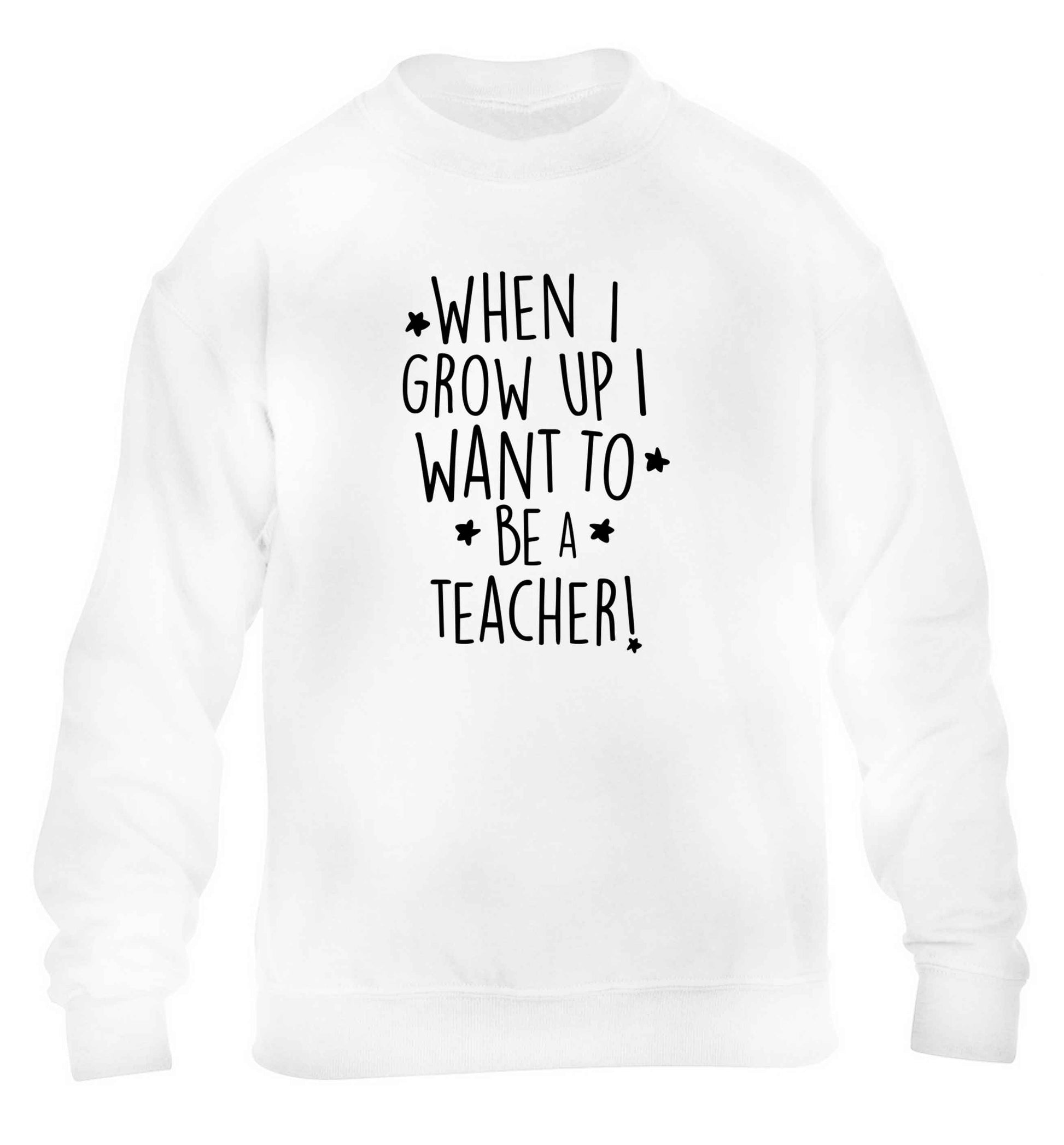 When I grow up I want to be a teacher children's white sweater 12-13 Years