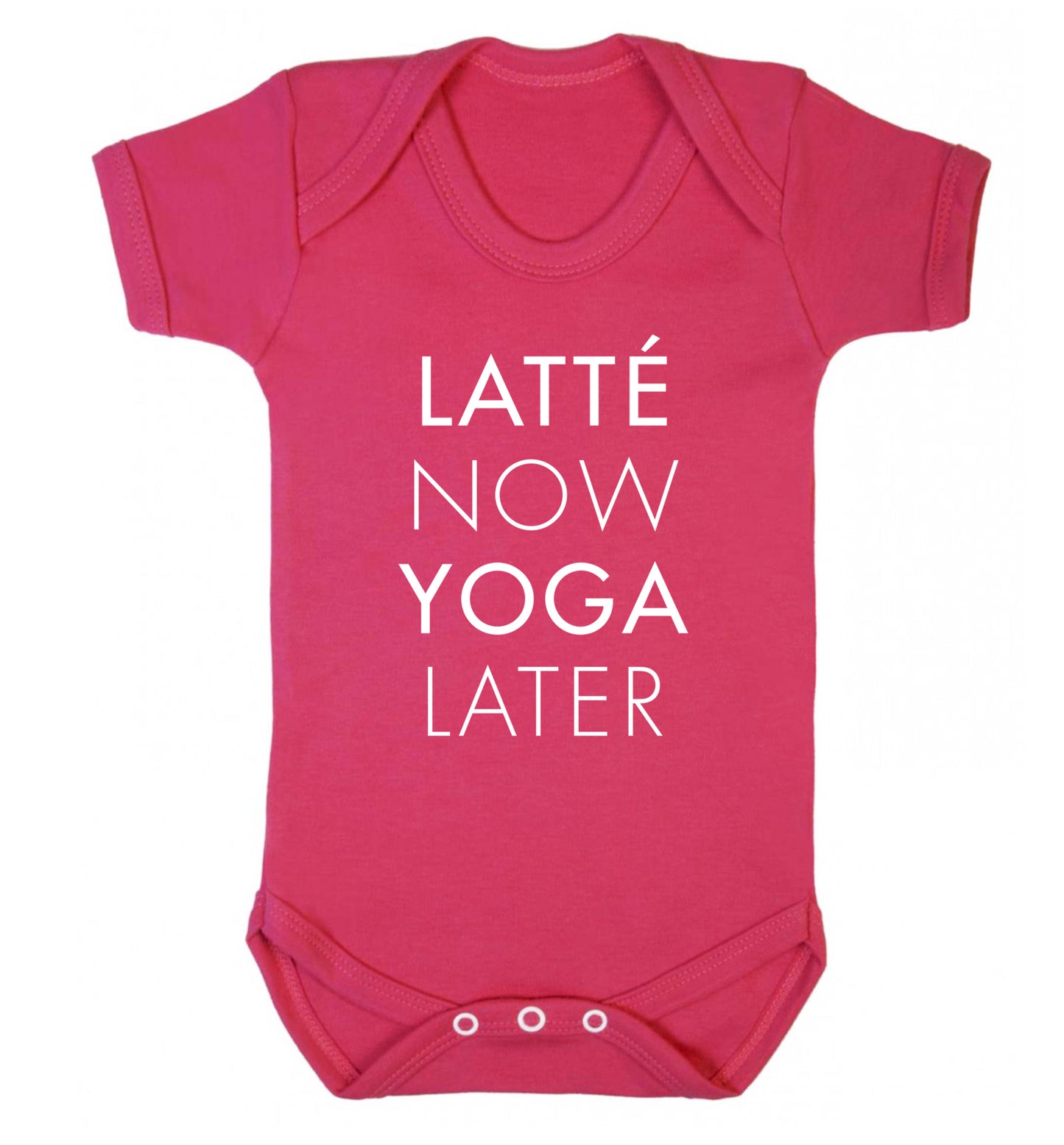 Latte now yoga later Baby Vest dark pink 18-24 months