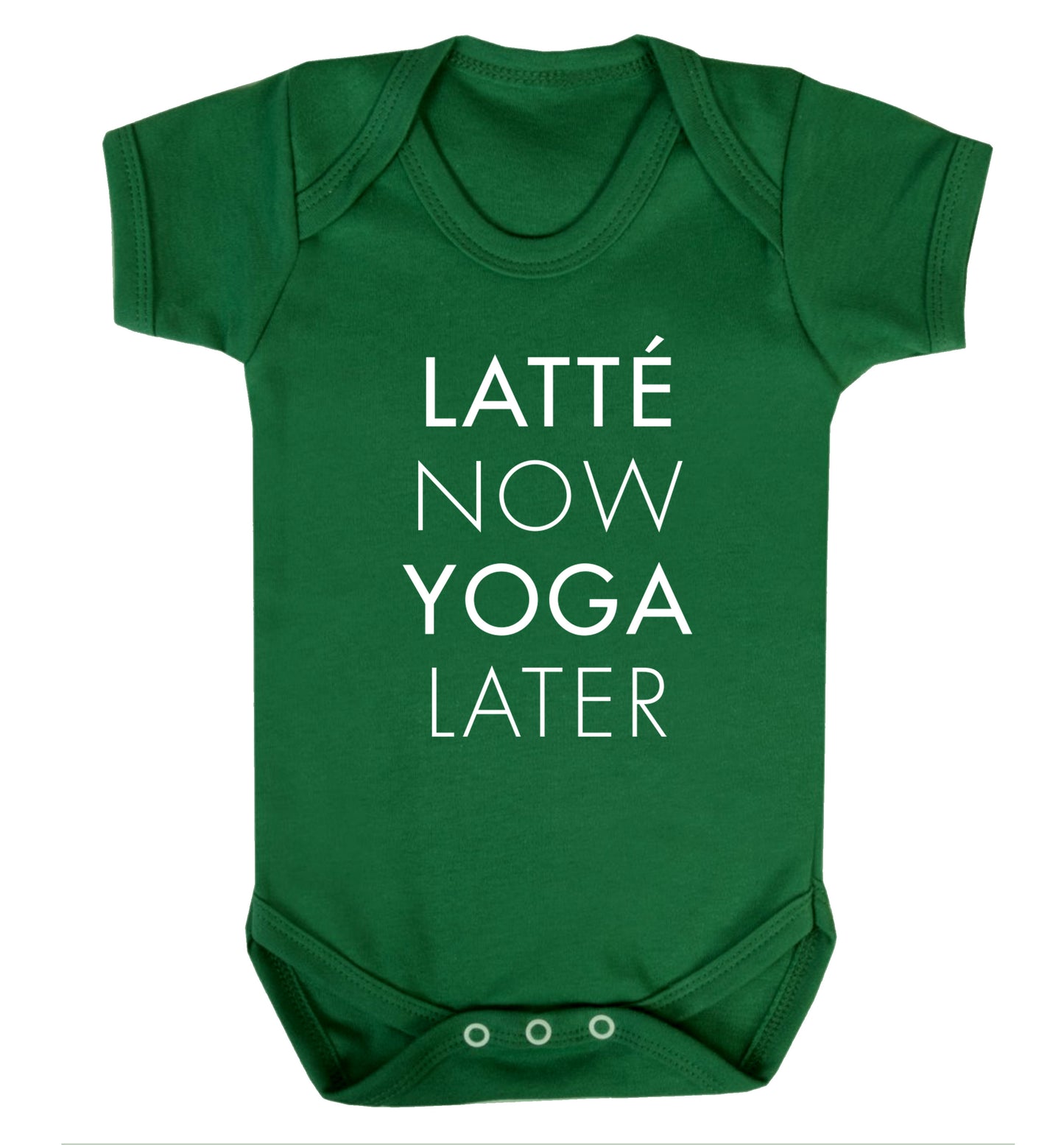 Latte now yoga later Baby Vest green 18-24 months