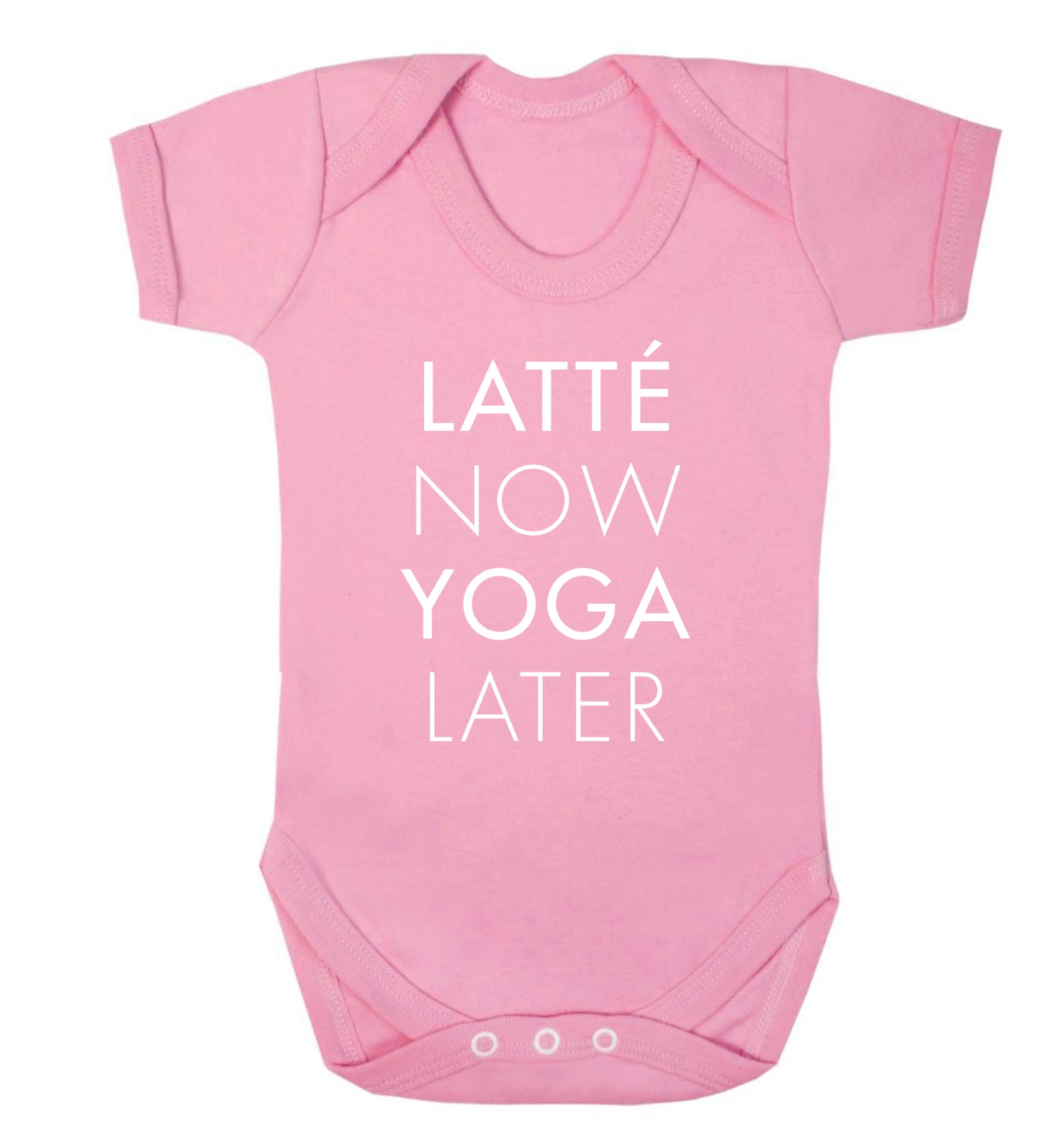 Latte now yoga later Baby Vest pale pink 18-24 months